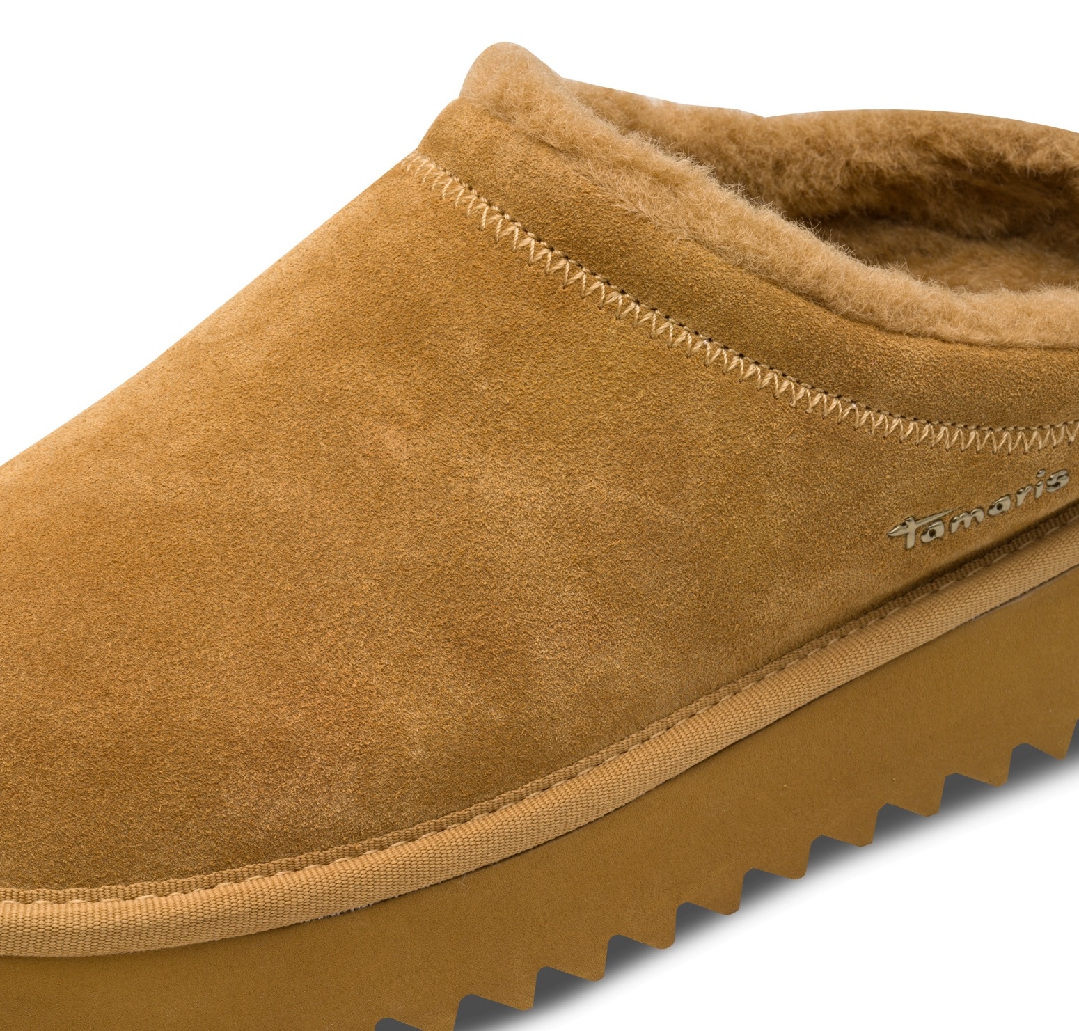 Tamaris Hausschuh  , Clogs, Bequemschuh mit Fellimitat-Kragen