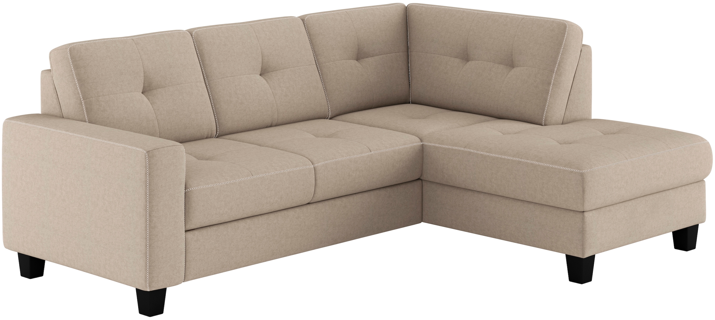 Places of Style Ecksofa »Varese«, Kreuznaht in beige