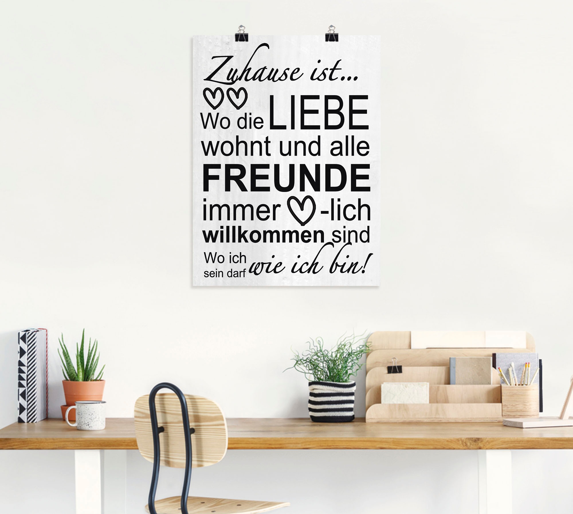 Artland Wandbild »Wo die Liebe wohnt« Sprüche & Texte 1 Stk. tlg. als Alubild, Outdoorbild, Leinwandbild, Poster, Wandaufkleber