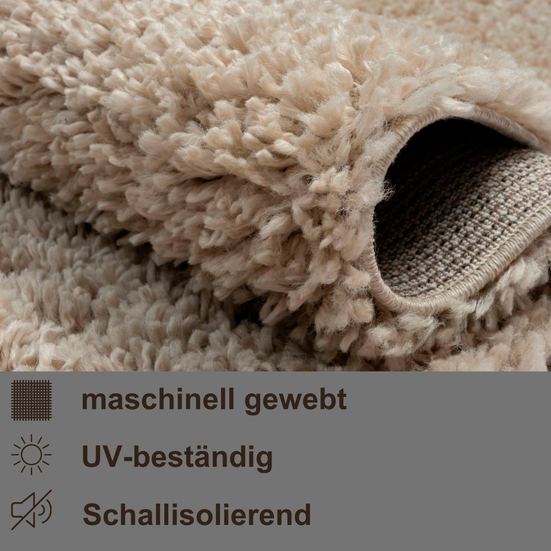 my home Hochflor-Bettumrandung »Banji«, (3 tlg.), Uni Farben, weich und flauschig, auch als Läufer & in rund erhältlich