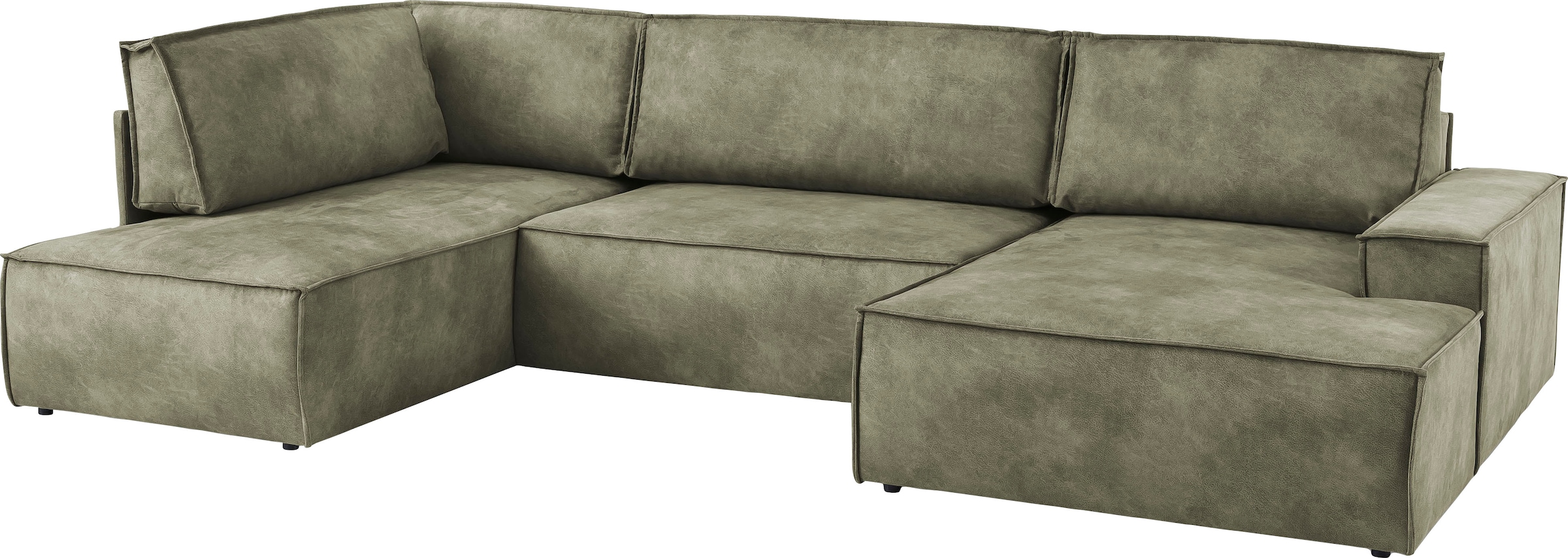 Home affaire Wohnlandschaft »SHERWOOD 329 cm, U-Form, Schlafsofa,«, Schlaffunktion m. Bettkasten (194x139 cm), Cord, Vintage, Samtvelours