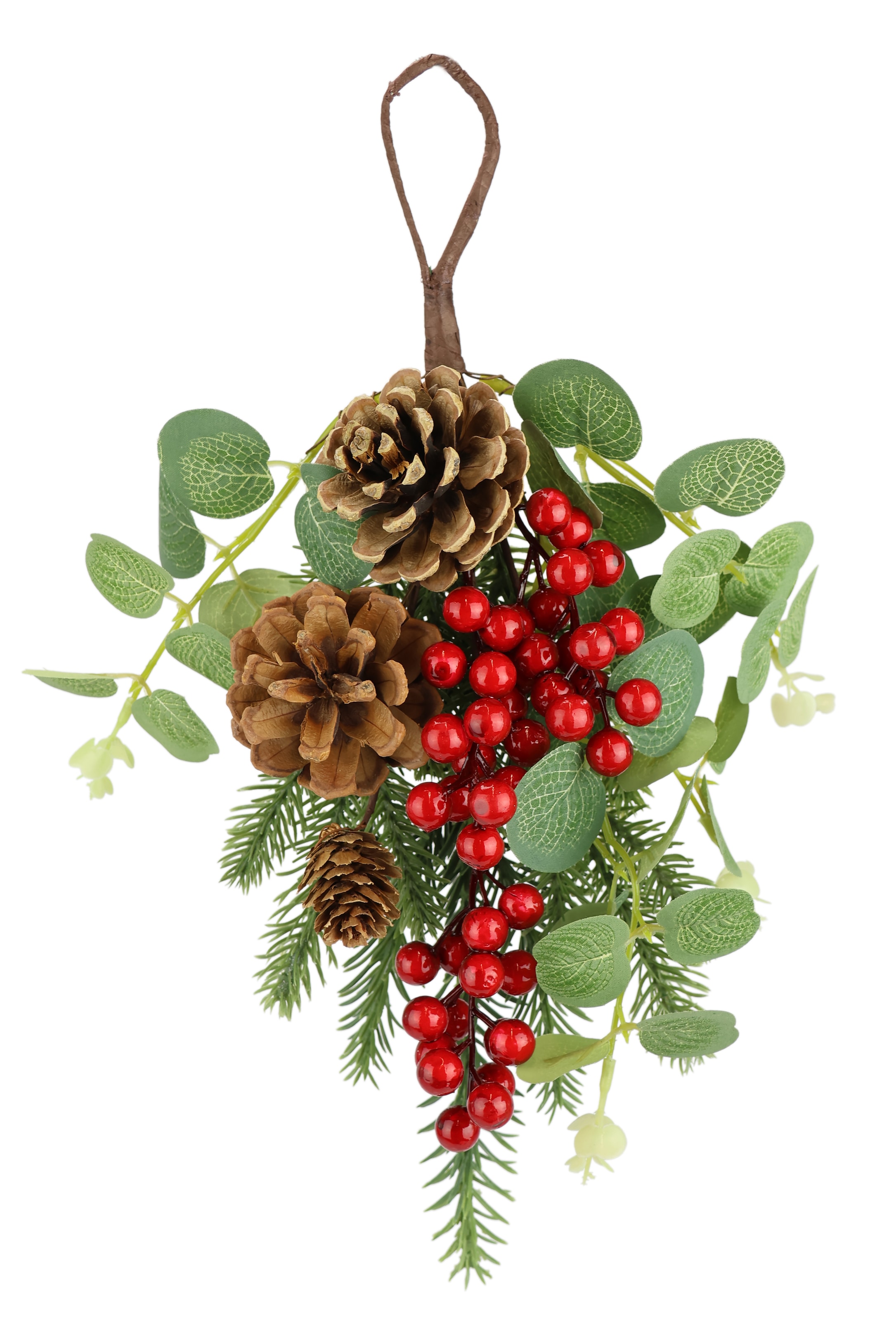 I.GE.A. Kunstblume »Dekobund Tanne/Eukalyptus« mit Beeren und Zapfen, zum Legen und Hängen