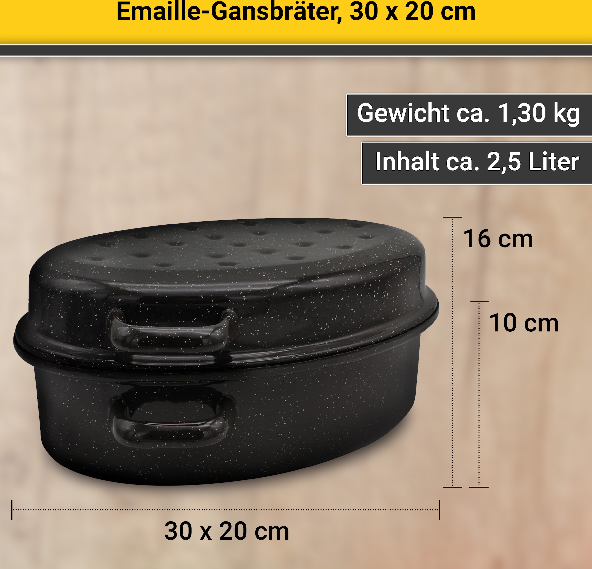 Krüger Bräter »Gansbräter mit Tropfdeckel«, Emaille, für Induktions-Kochfelder geeignet