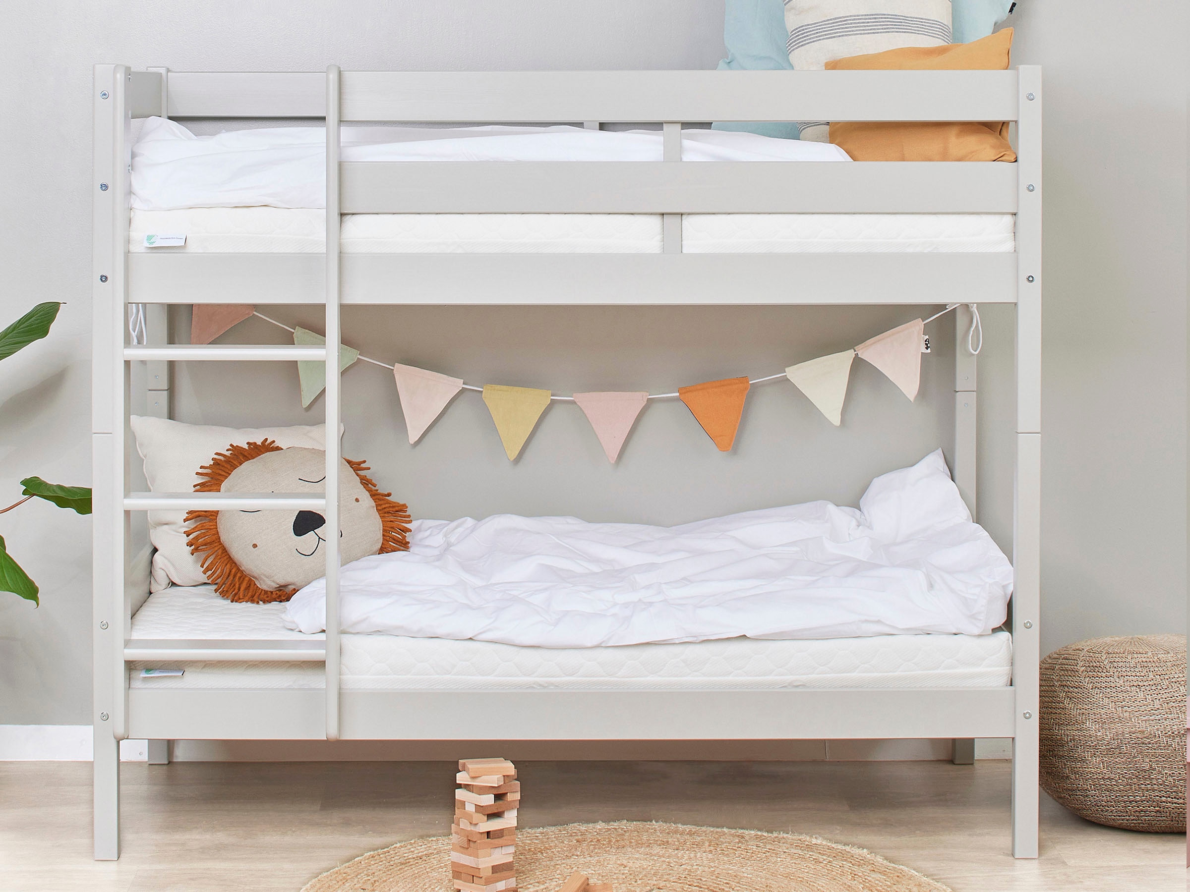 Hoppekids Etagenbett »ECO Comfort Kinderbett 90x200 oder 70x160 aus Massivholz in 4 Farben«, TÜV, FSC und Nordisches Umweltzeichen – wahlweise mit Matratzen