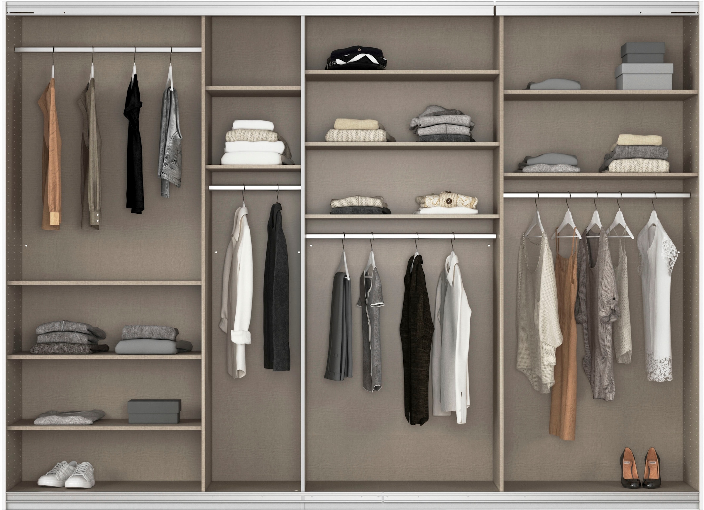 rauch Schwebetürenschrank »Kleiderschrank Schrank OTTO´S CHOICE Garderobe AGORDO«, (in zwei Griff-Farben), Top Innenausstattung, in 4 Breiten und 2 Höhen MADE IN GERMANY