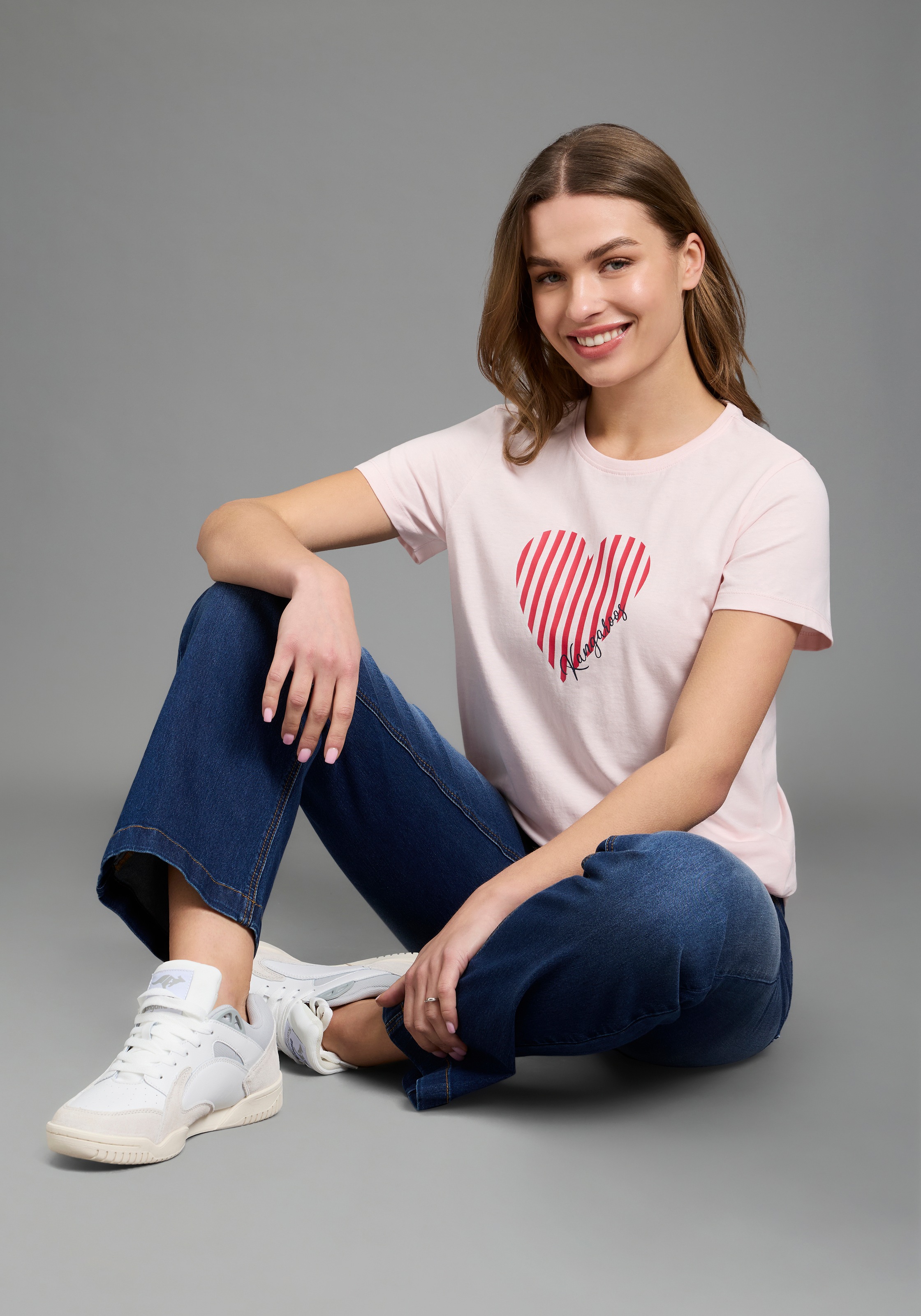 KangaROOS T-Shirt Packung, 2 Kurzarm, Rundhalsausschnitt, mit Herzchendruck