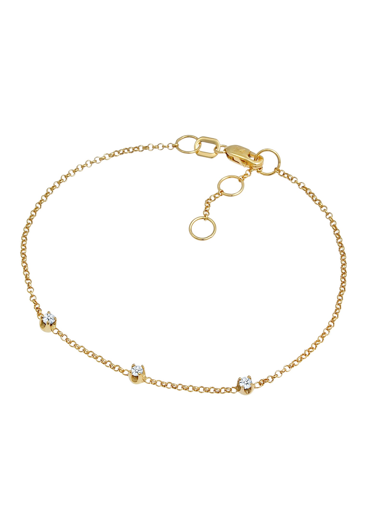 Elli DIAMONDS Armkette »Armband Diamanten (0.09 ct.) Fein Rund 375 Gelbgold«