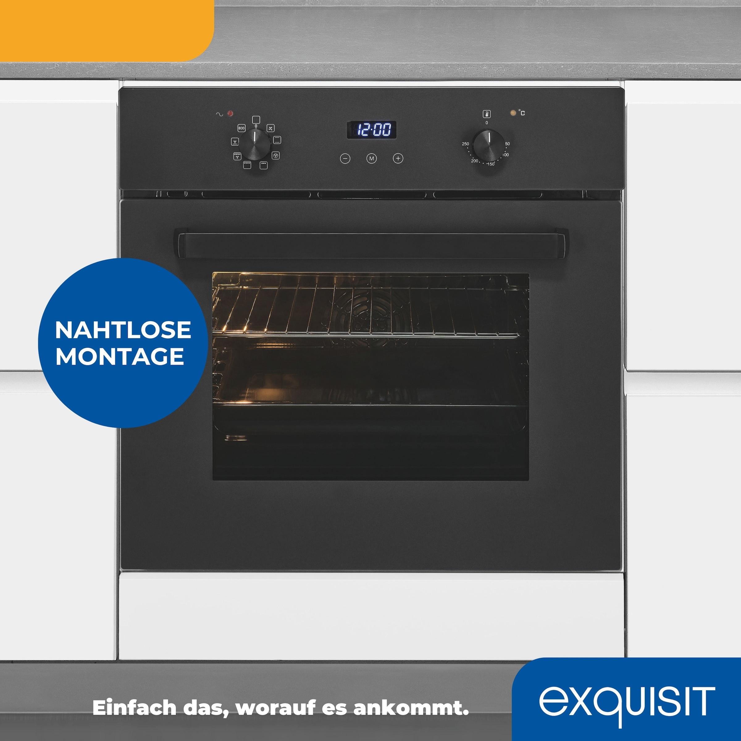 exquisit Einbaubackofen »EBE367-H-120 mattschwarz«