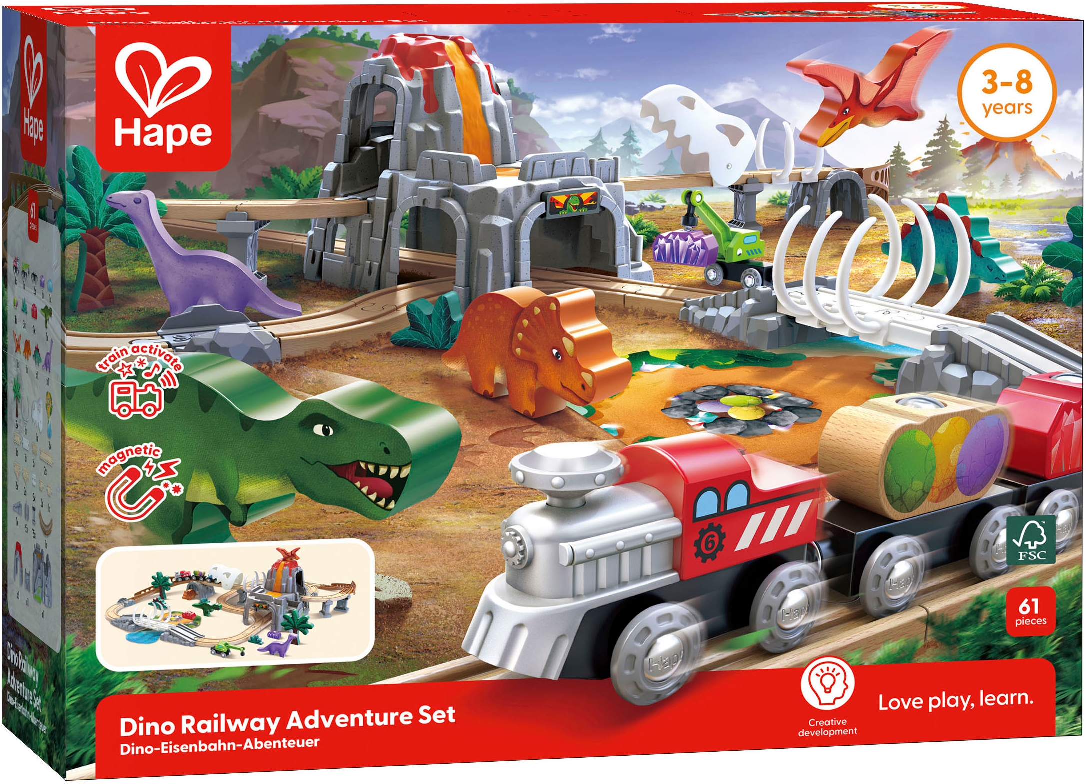 Hape Spielzeug-Eisenbahn »Dino-Eisenbahn-Abenteuer«, mit Licht- und Soundfuntkion