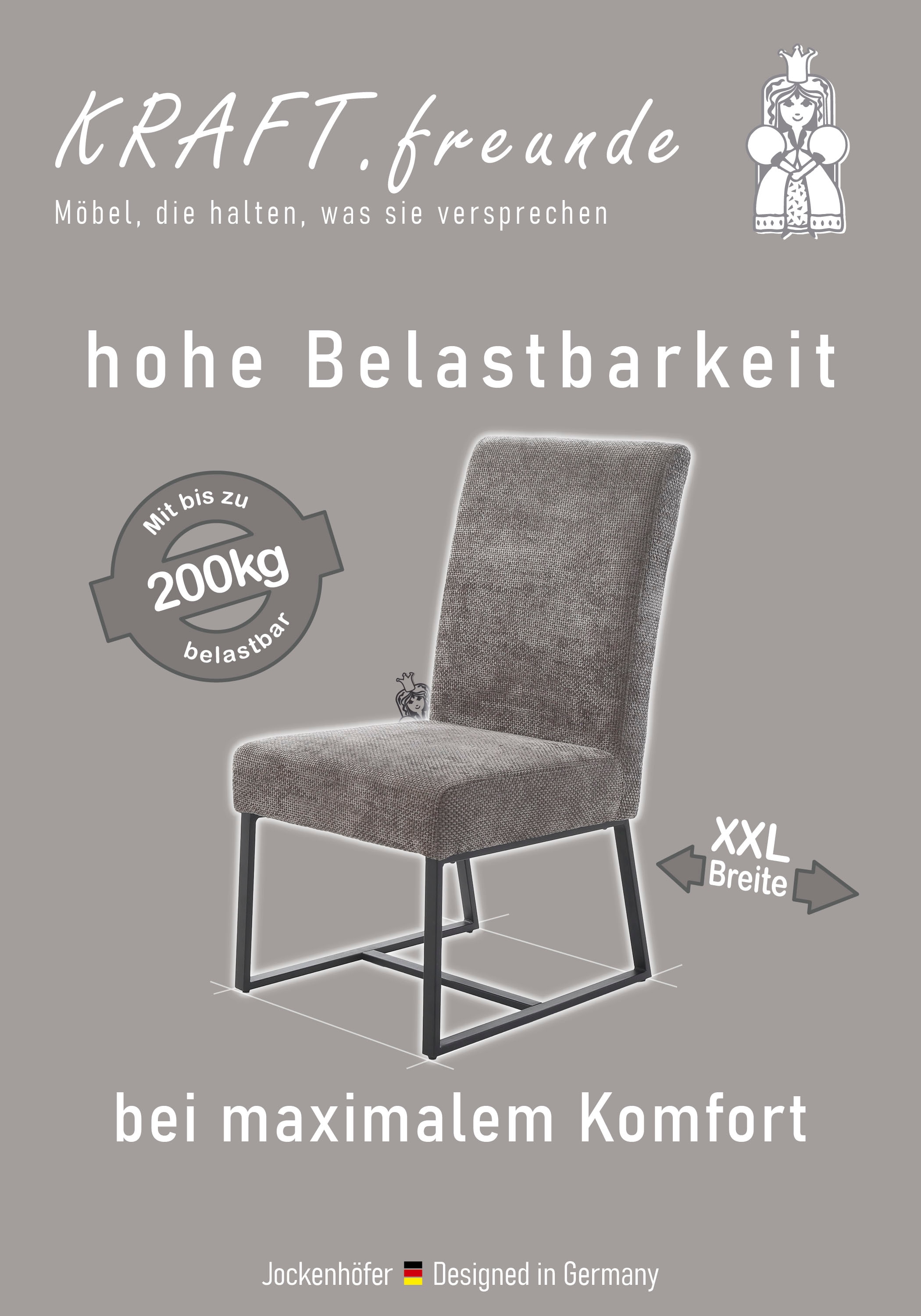 Jockenhöfer Gruppe Kufenstuhl »Goliath« (Set) 2 Stk.4-Fuss-Kufen-Stuhl, bis zu 200 kg belastbar, Taschenfederkern