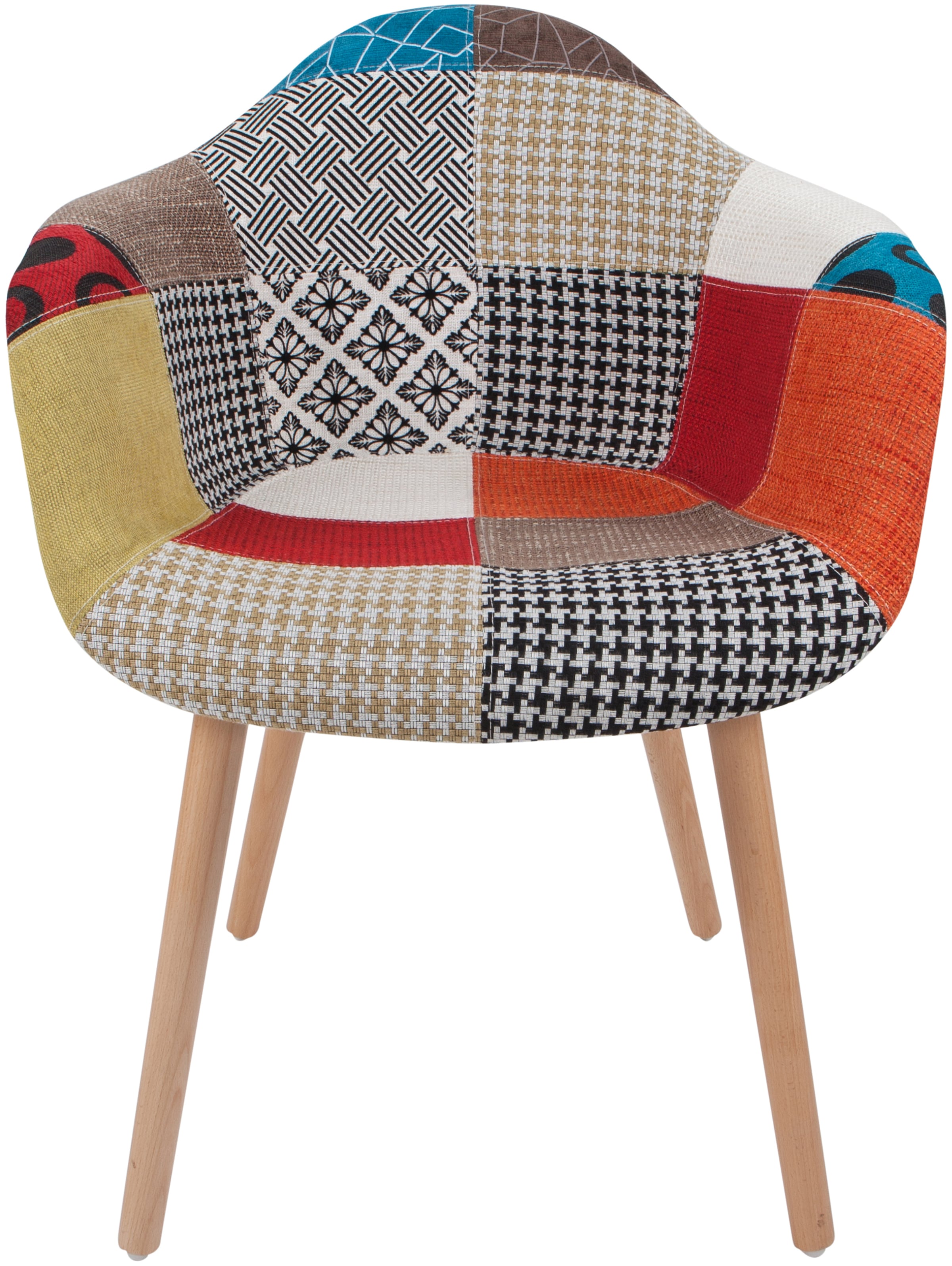 Kayoom Polsterstuhl »Stuhl Dave 110 2er-Set Multi, bequemer Stuhl mit Patchwork-Muster«, (Set), 2 St., stilvoll, elegant, elegante Naturholzbeine, attraktive Farbkombination