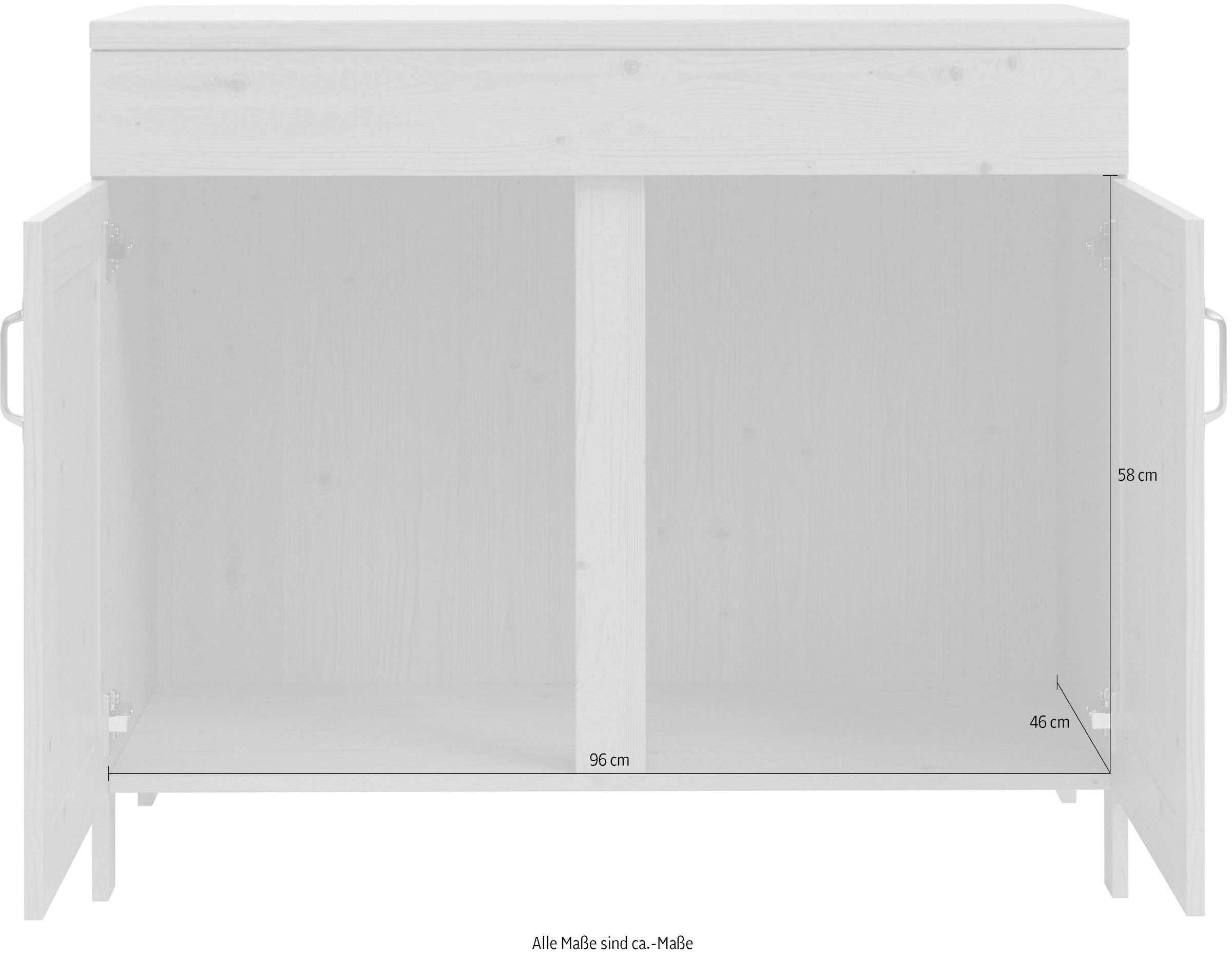 Home affaire Spülenschrank »Alba«, (1 St.), Breite 100 cm, Kiefer massiv, 2 Türen