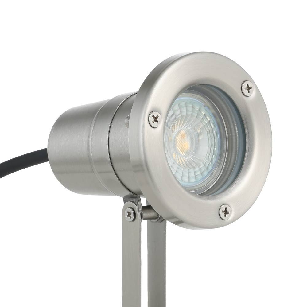 EGLO LED Pollerleuchte »NEMA Erdspieß, Strahler, Außenbeleuchtung, silber, GU10, IP54«, 1 flammig, Leuchtmittel GU10 | LED wechselbar, Bodenspieß, Leuchtenspot verstellbar, Garten, Terrasse, 24x11x8,5cm