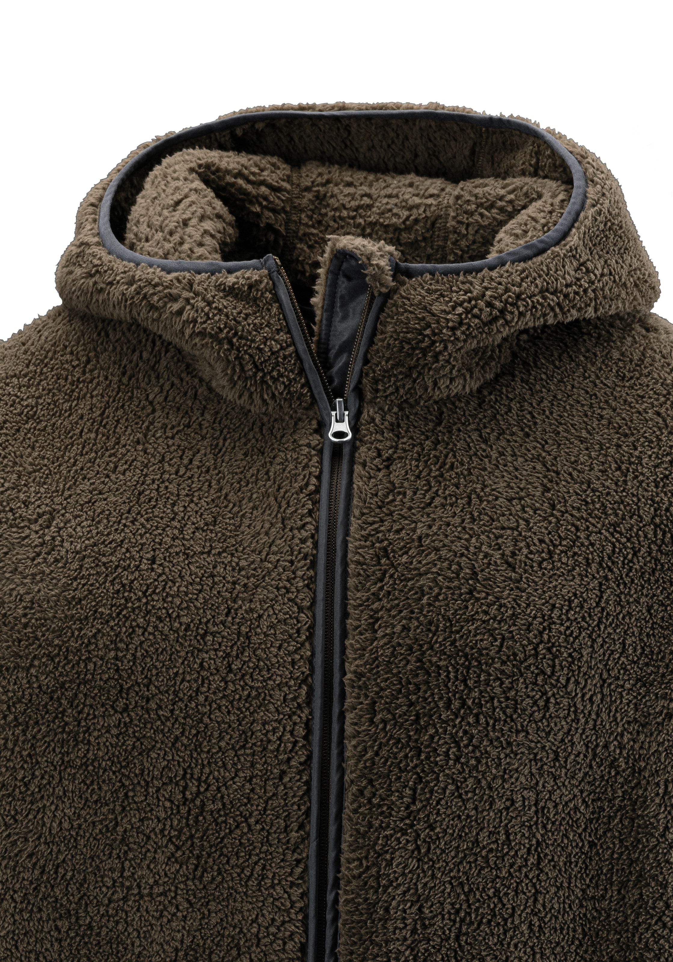 John Devin Kapuzenstrickjacke, in weichem Teddyfleece