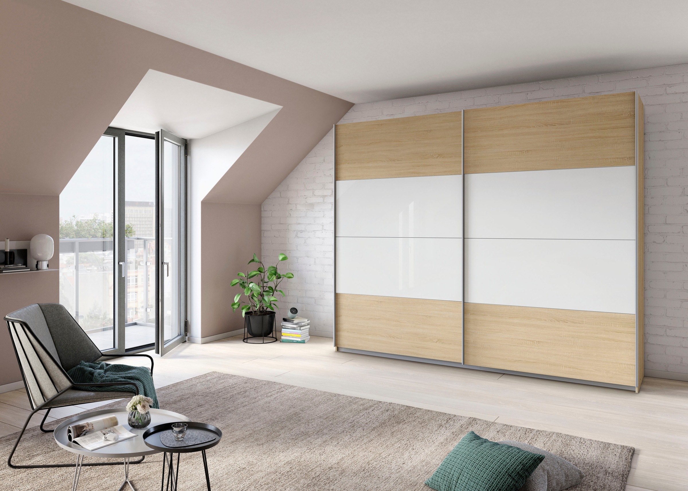 rauch Schwebetürenschrank »Quadra Bestseller Schlafzimmerschrank in vielen Breiten«, Kleiderschrank Garderobenschrank Schrank mit Glaselementen