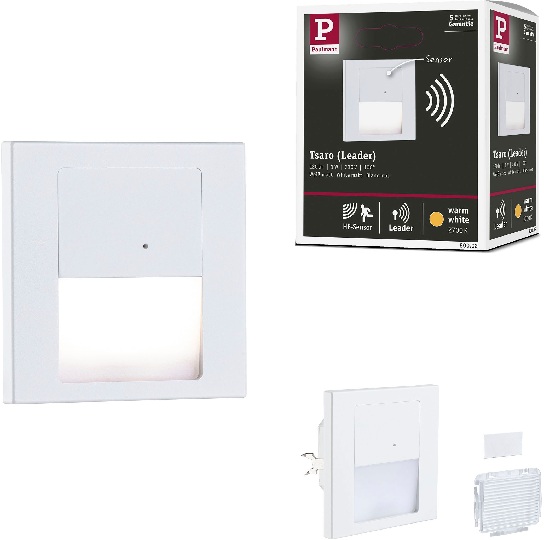 Paulmann LED Einbauleuchte »LED Wandeinbauleuchte Tsaro eckig 80x36mm« 1 Stk. Warmweiß