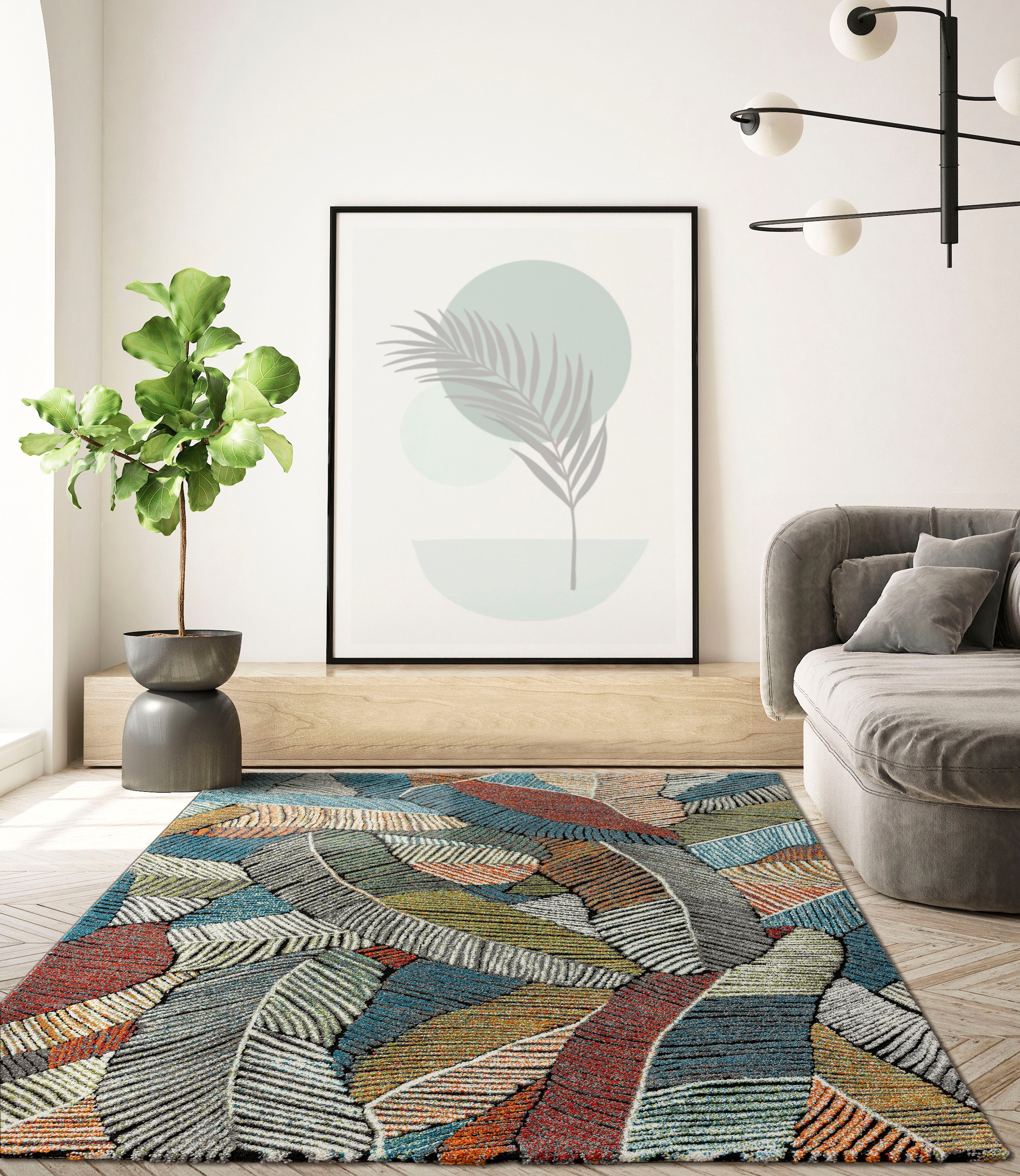 merinos floraler Teppich Wohnzimmer hochwertiger Kurzflorteppich, rechteckig, »Relief 40214«,