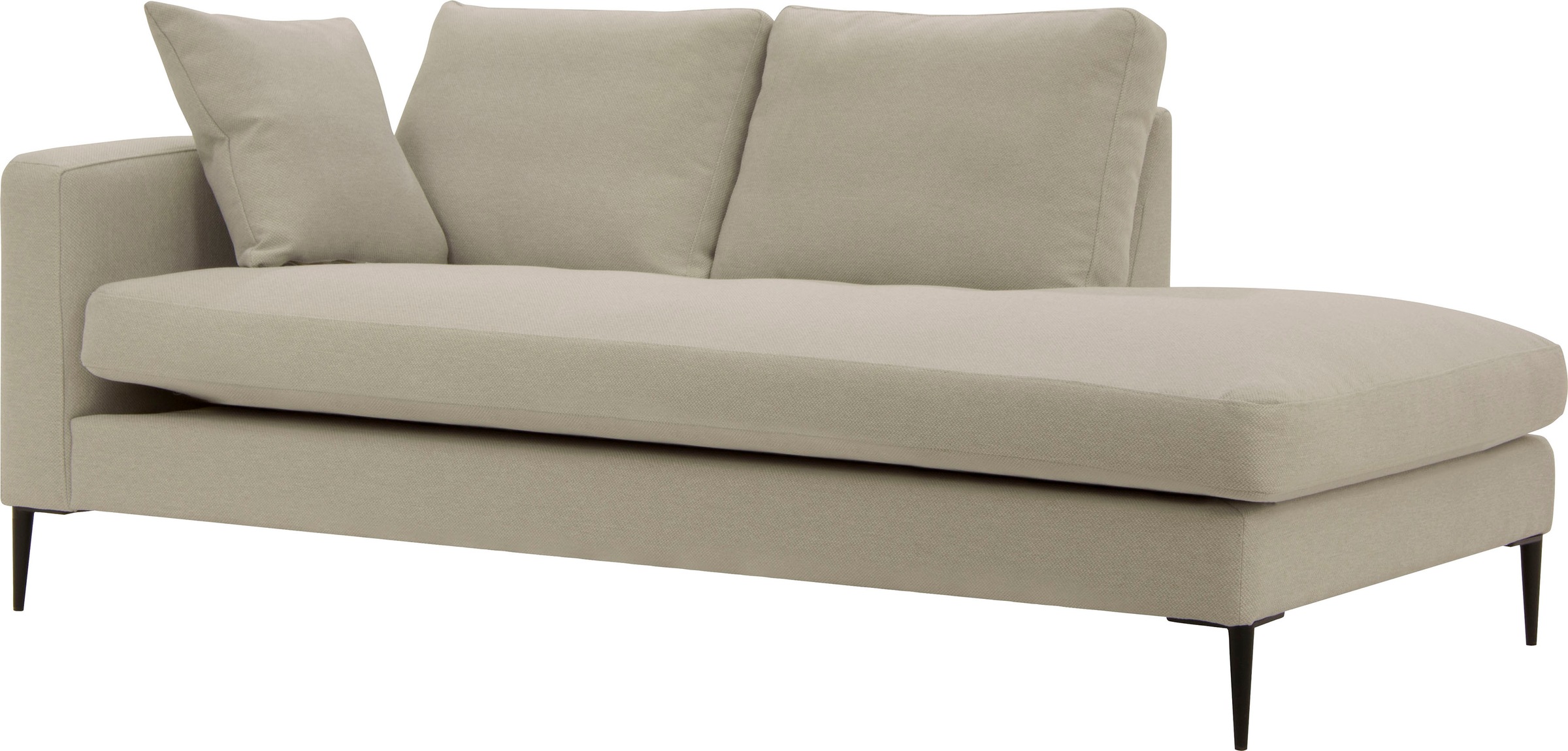 Leonique Recamiere »Cozy Chaiselongue, Maße B/T/H: 195/97/80 cm«, mit losen Kissen und Metallbeinen, Armlehne links oder rechts wählbar