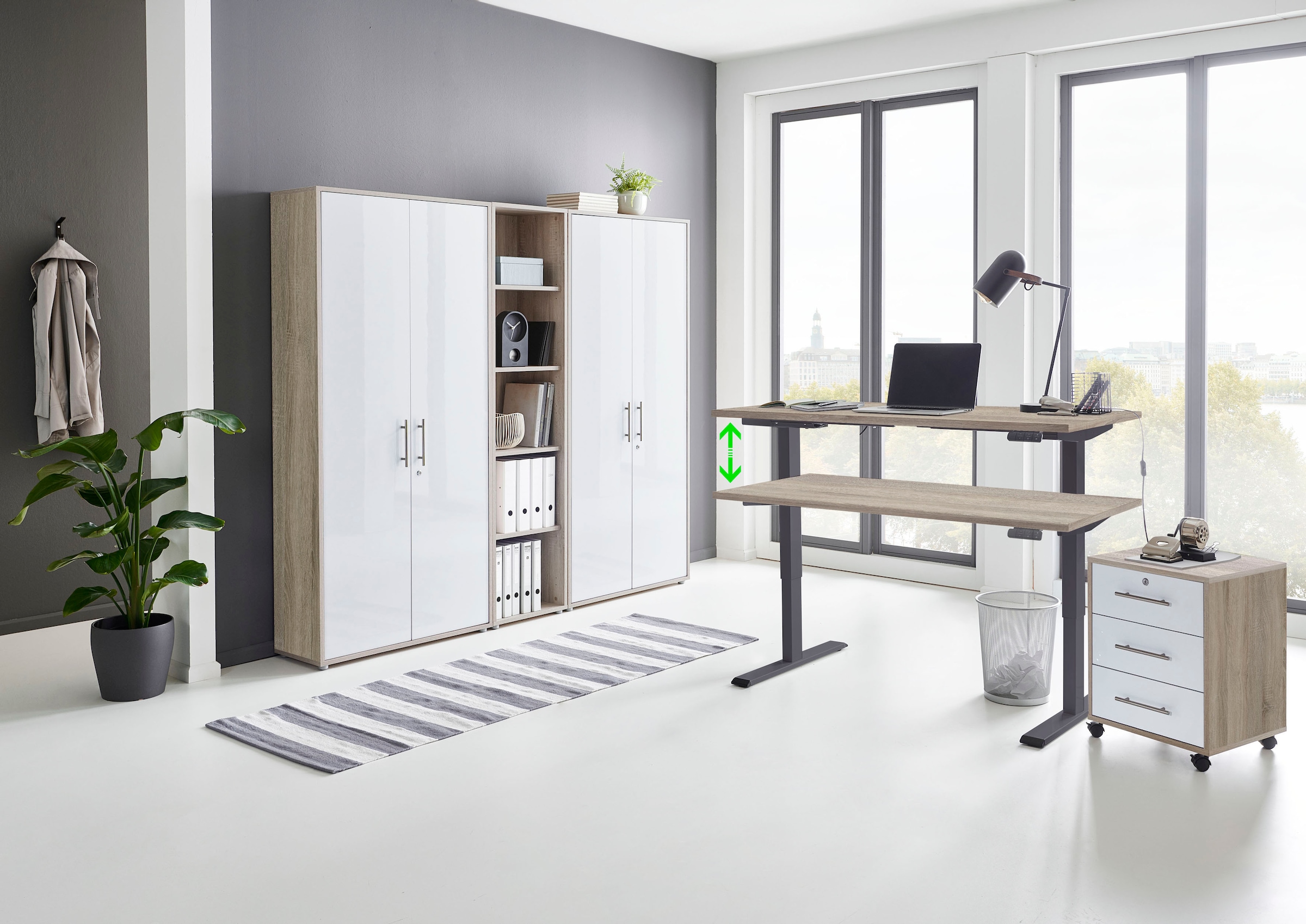 Schreibtisch 5 bestellen Büromöbel-Set höhenverstellbarem bequem elektrisch Möbel mit »Tabor«, (Set, BMG St.),