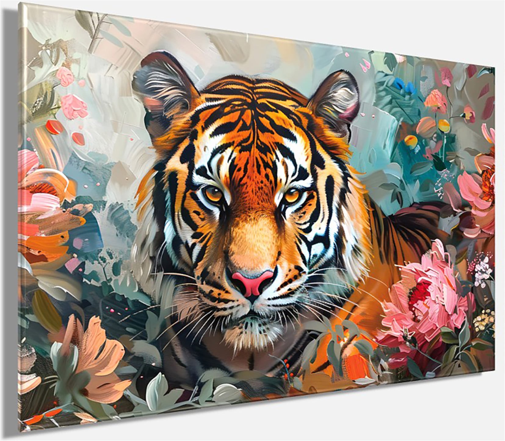 Bönninghoff Leinwandbild »Wandbild TIGER GEMÄLDE 60x90 cm – Leinwandbild Keilrahmen Deko modern« Blumen | Blumenbilder | Raubkatzen | Tiere | Tiger 1 Stk. tlg. auf Keilrahmen gespannt