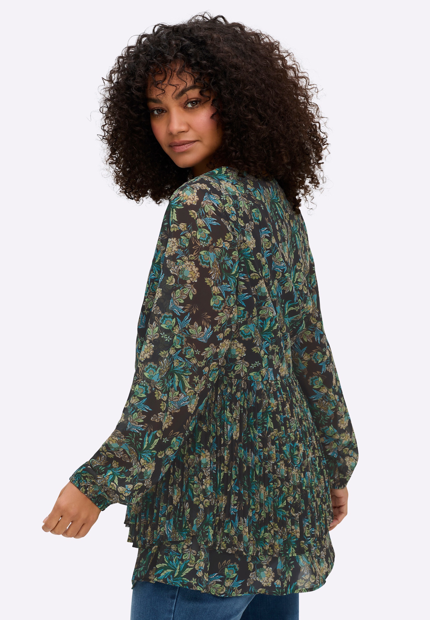 sheego by Joe Browns Longbluse »Tunika Tunika aus Chiffon, mit Plisseefalten«