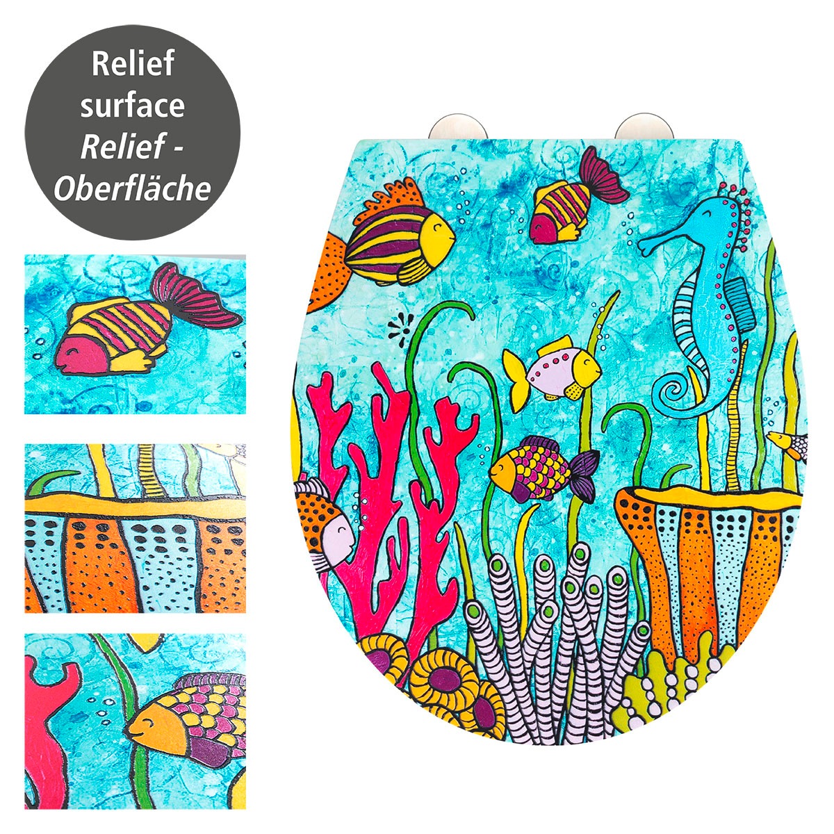 WENKO WC-Sitz »Rollin’Art Ocean Life«, mit Relief Oberfläche und Absenkautomatik