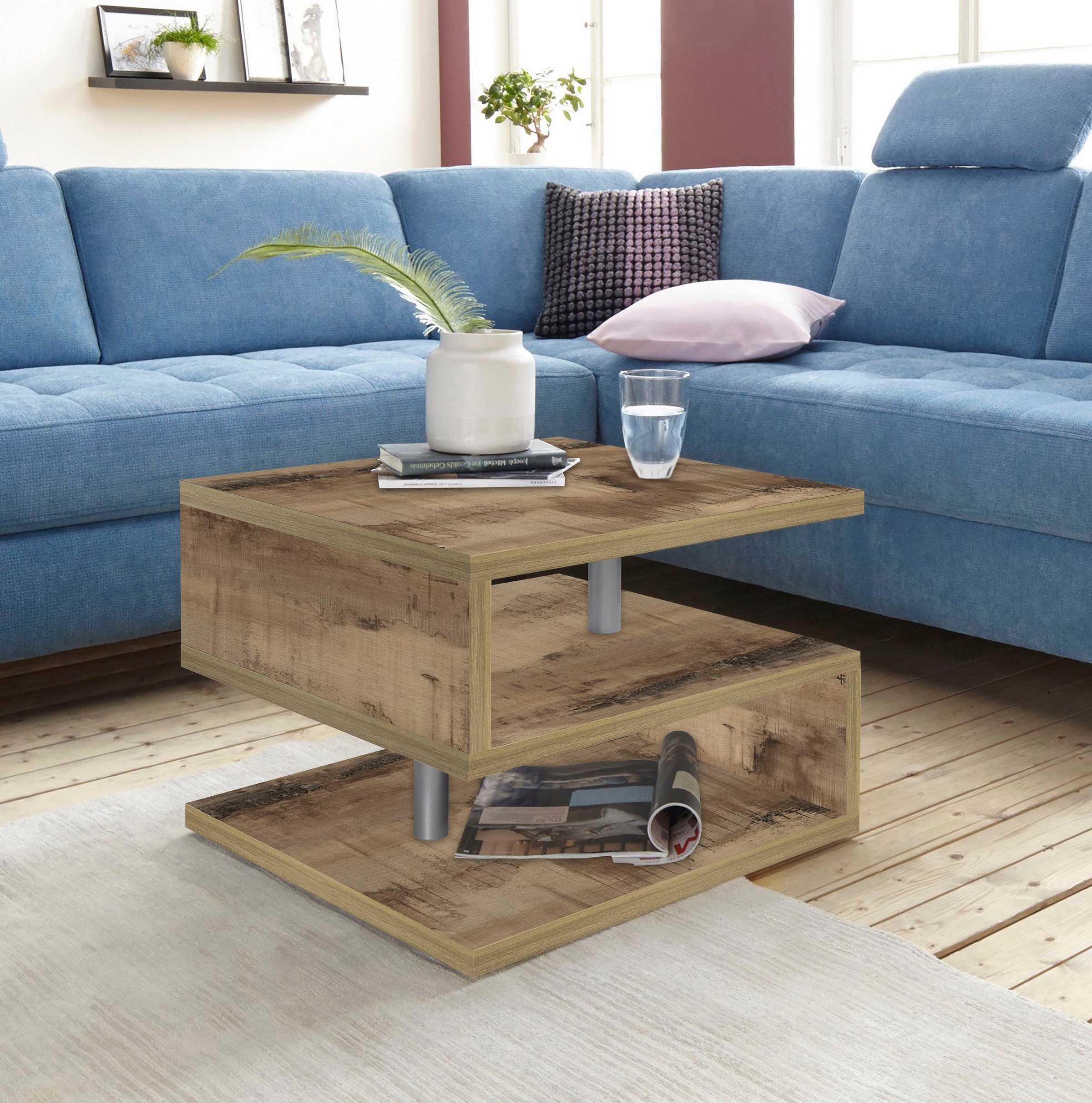 INOSIGN Couchtisch »ZETA- Kaffeetisch, Sofatisch, Wohnzimmertisch, Breite ca. 55 cm«, Made in Italy, mit Ablagemöglichkeit, 55x55 cm