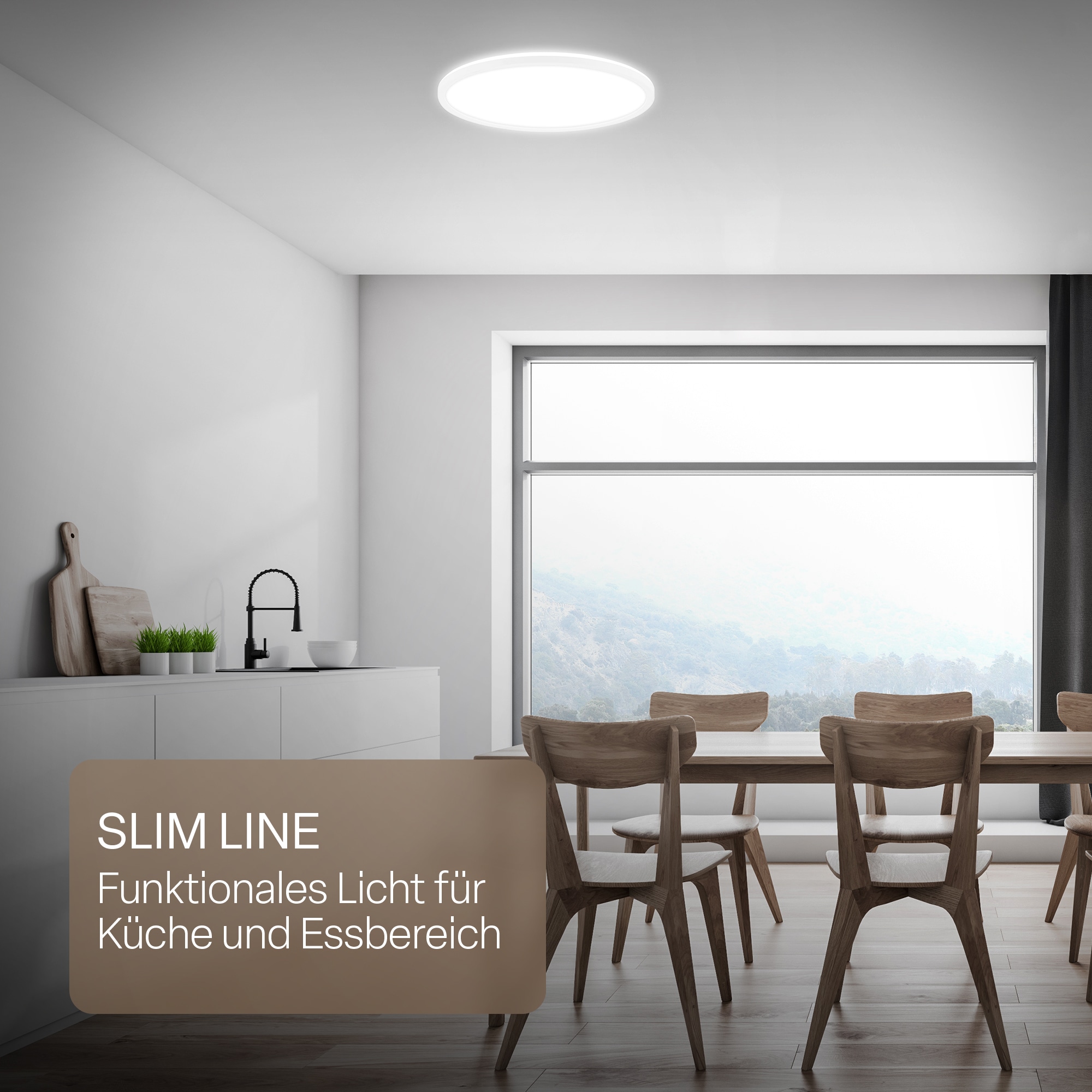 B.K.Licht LED Panel »SHALLOW« LED-Board 1 Stk. Neutralweiß 42x3 cm, Badlampe, Badezimmer, Küche, Wohnzimmer