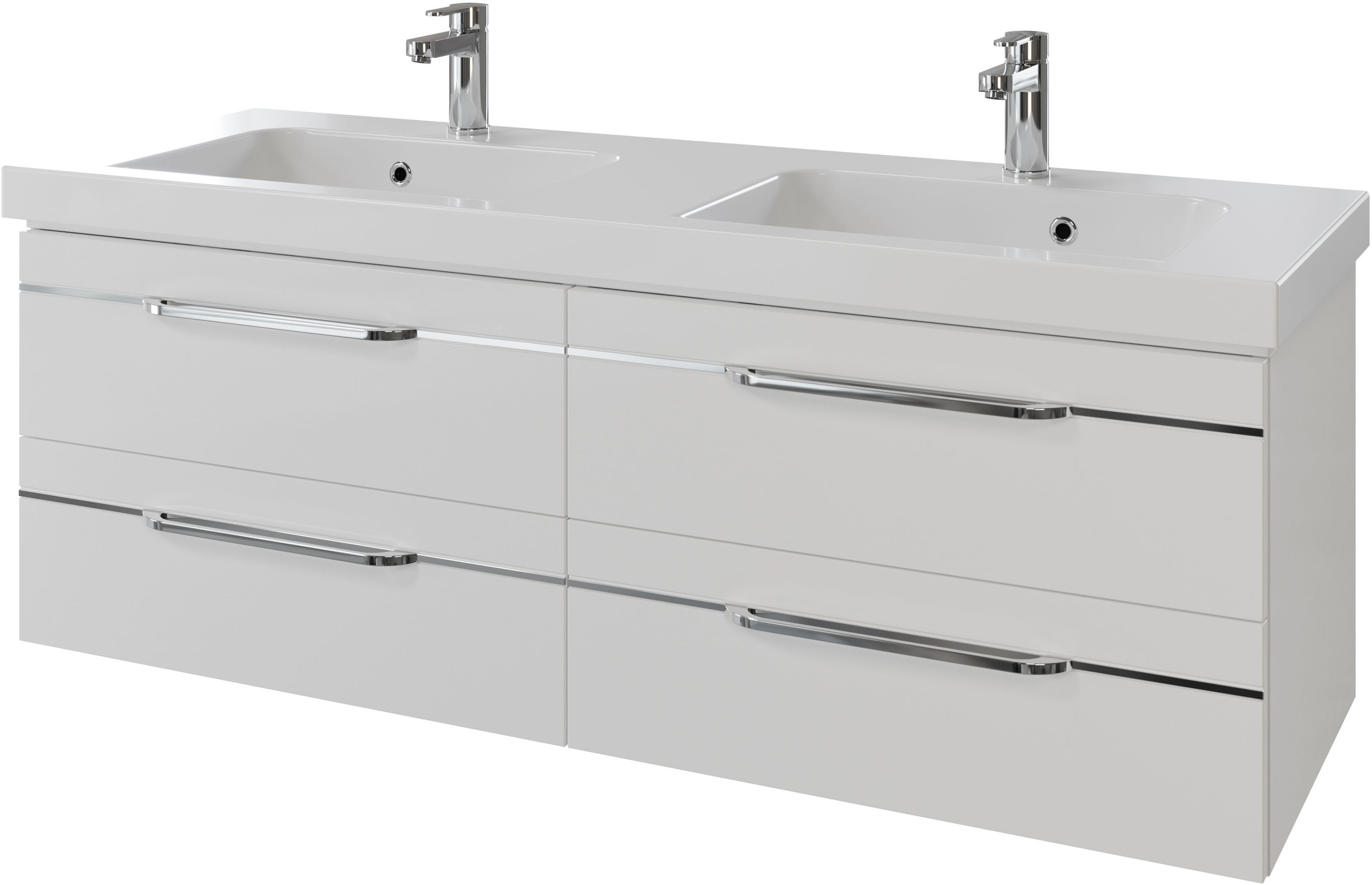 Saphir Waschtisch »Serie Balto Mineralmarmor-Waschtisch mit Unterschrank, 147,8 cm breit« 2 Stk. tlg. Doppel-Waschplatz mit 4 Schubladen, in verschiedene Ausführungen