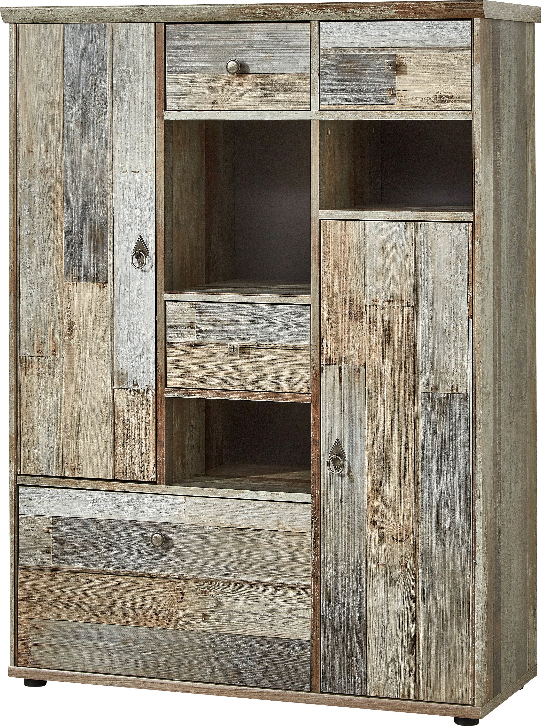 Highboard »BONANZA«, (1 St.), 2 Holztüren, 3 Schubladen, 11 Fächer, Softclose, ABS...