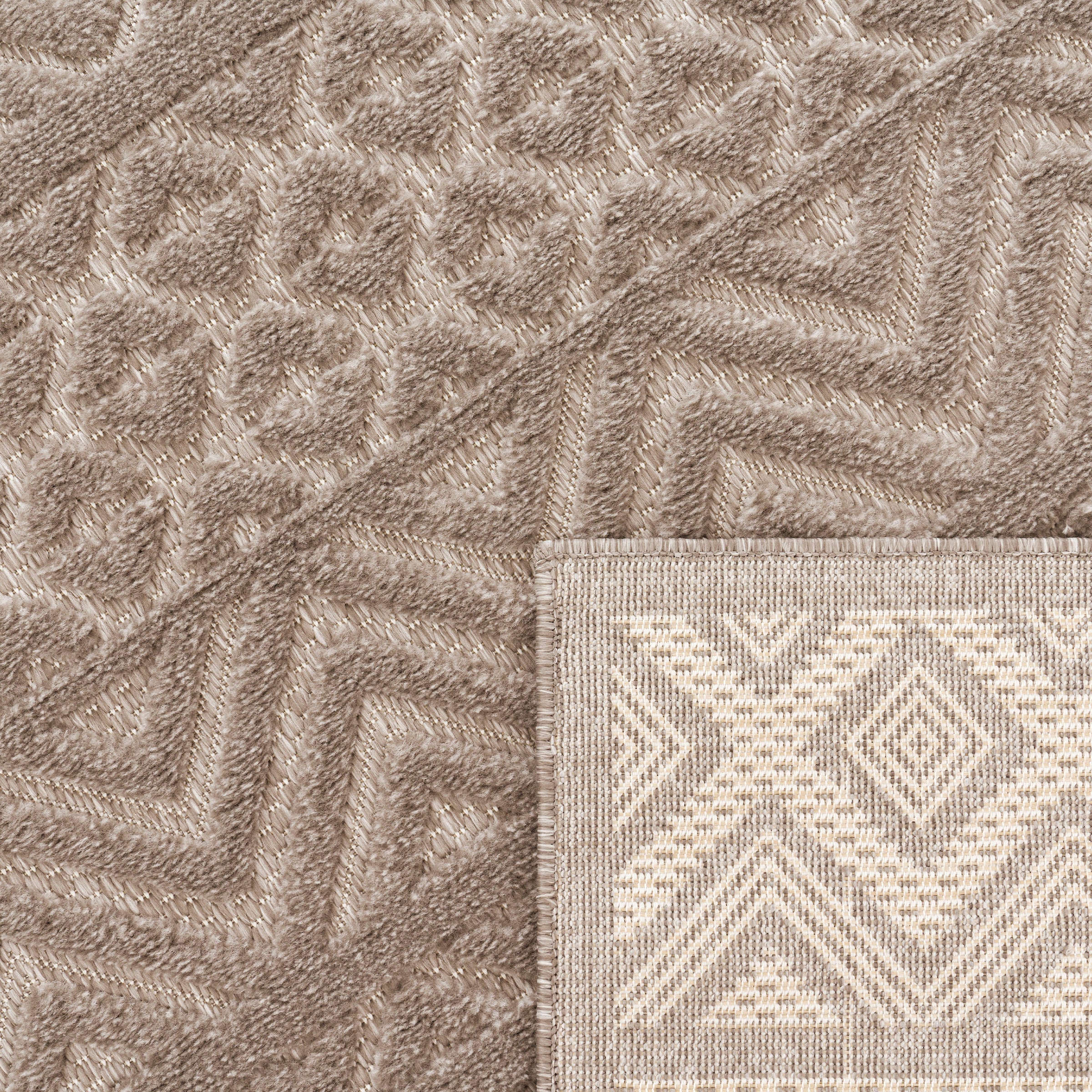 Teppich Muster, Scandi, »Livorno Rauten Home geeignet Uni-Farben, Outdoor 673«, Effekt, rechteckig, Paco Hoch-Tief