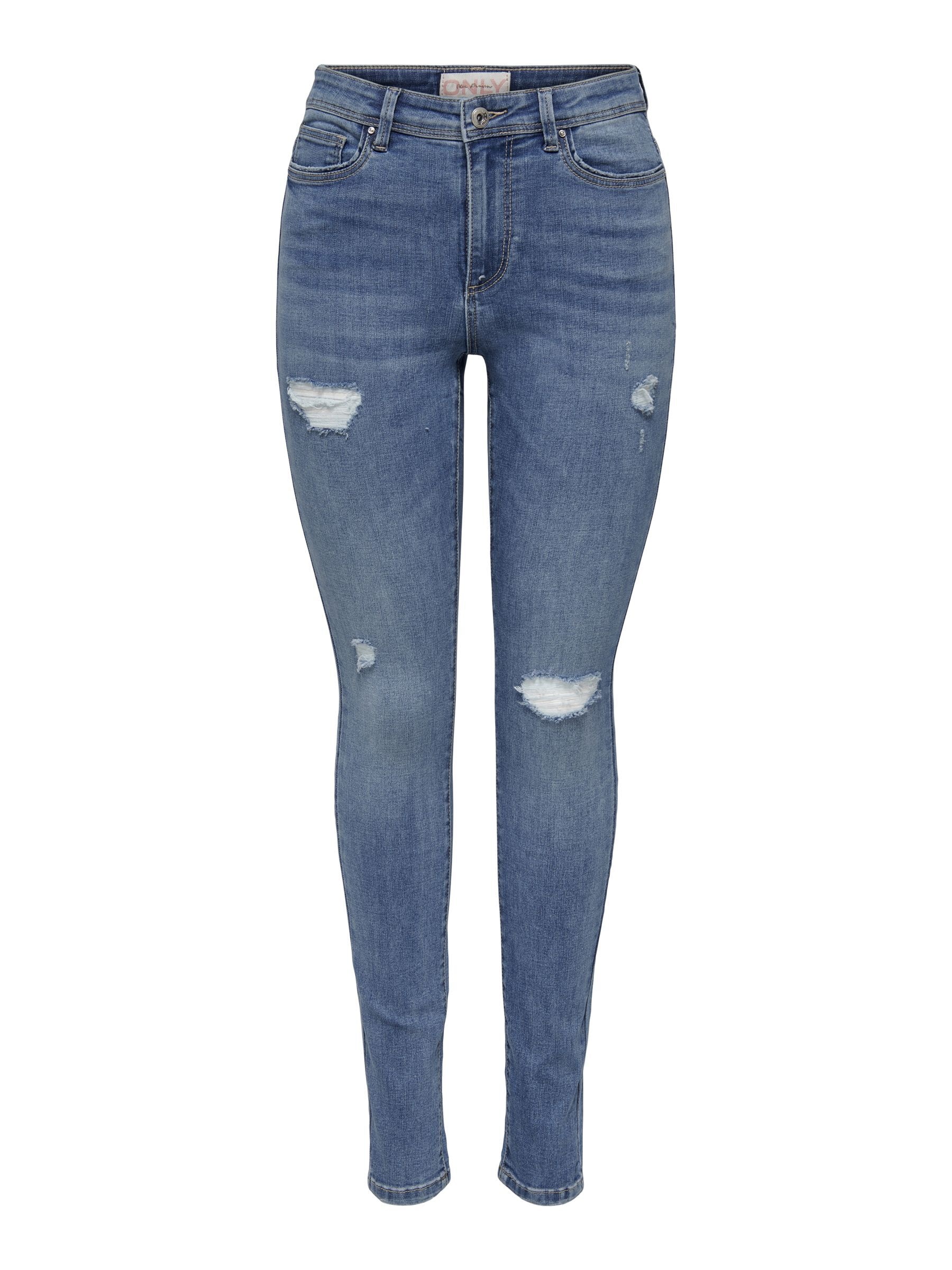 ONLY Skinny-fit-Jeans »ONLWAUW MID SK DESTROY DNM BJ210«, mit Destroyed Effekt