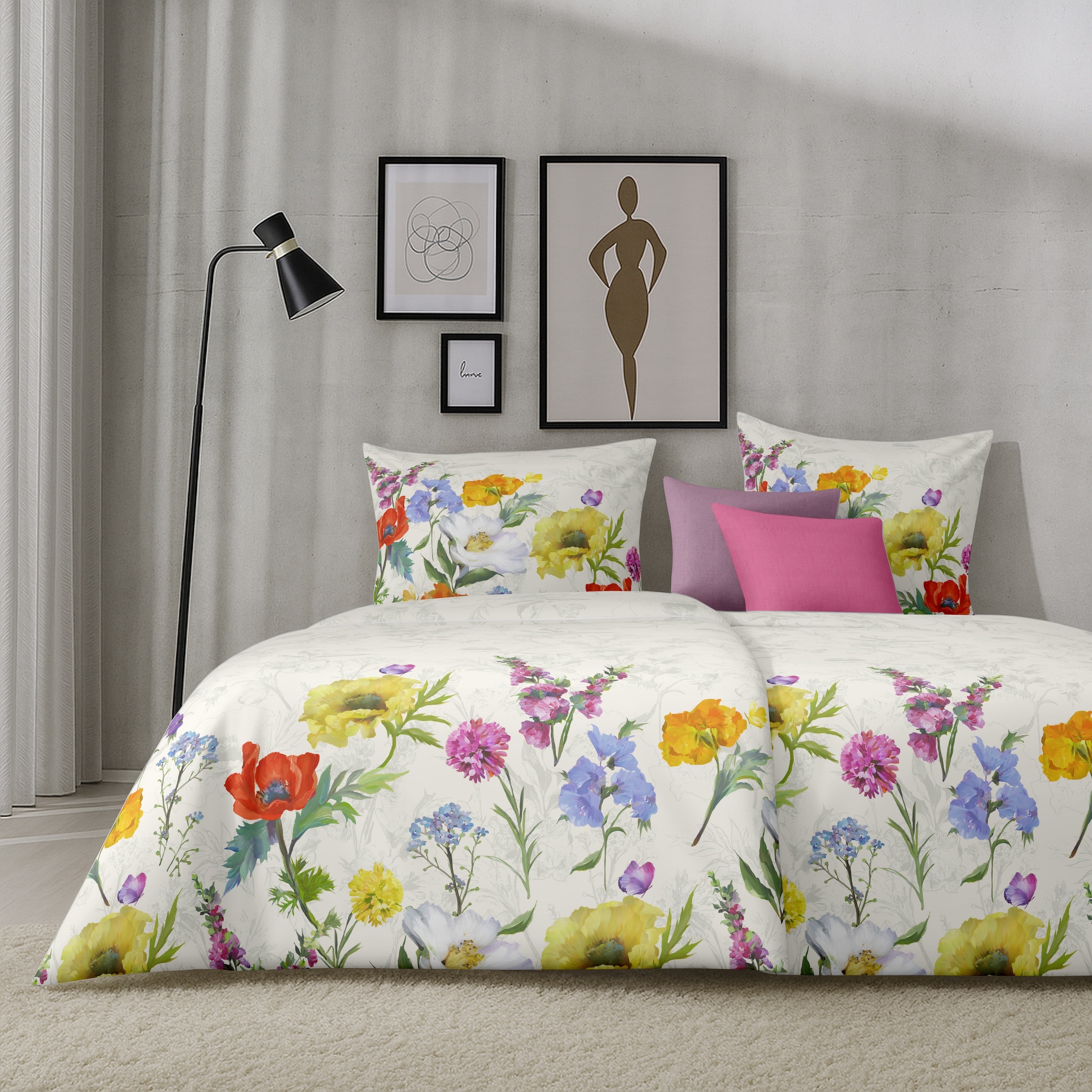 APELT Bettwäsche »Fioa« 2 tlg. Bettwäsche-Set mit Reißverschluss, Baumwoll-Satin, Digitaldruck