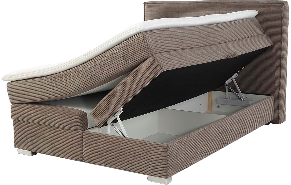 Jockenhöfer Gruppe Boxspringbett »Arabella, 2x 70er Boxen mit Stauraum« Wende-Bonell-Federkern-Matratze (H2/H3), inkl. Topper