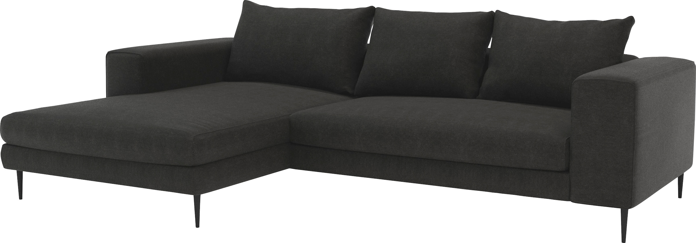 INOSIGN Ecksofa »Aurora, L-Form, mit extra breiter Recamiere, 324 x 170 cm (BxT)«, Designsofa mit tollem Sitzkomfort, extra hohe Metallfüße schwarz