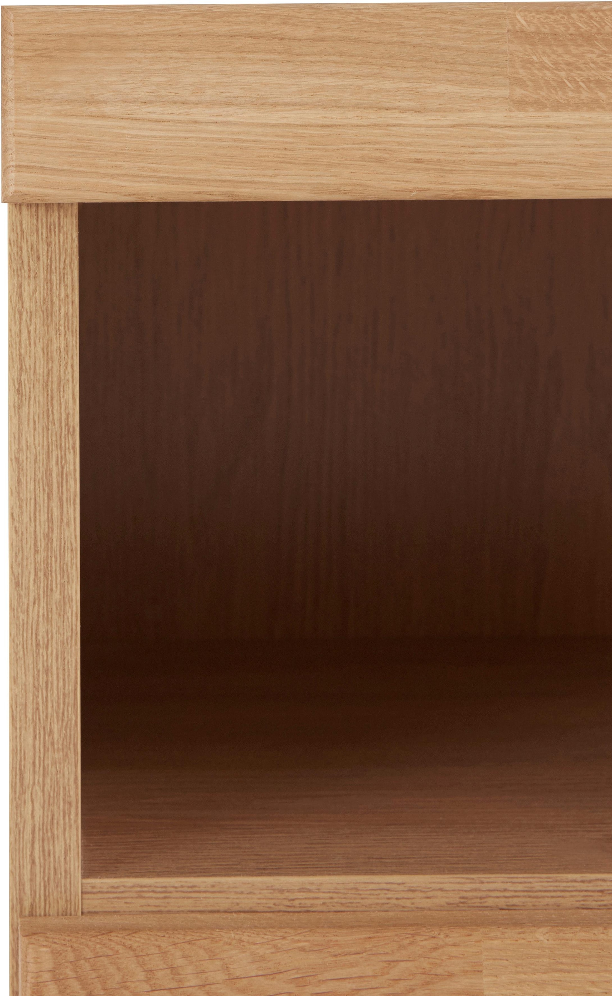 Home affaire Sideboard »Ribe,125cm breit, Fronten Massivholz,5 Fächer,Böden versetzbar«, Korpus Holzwerkstoff,Türen mit Glaseinsatz,3 Schubladen,Metallgriffe