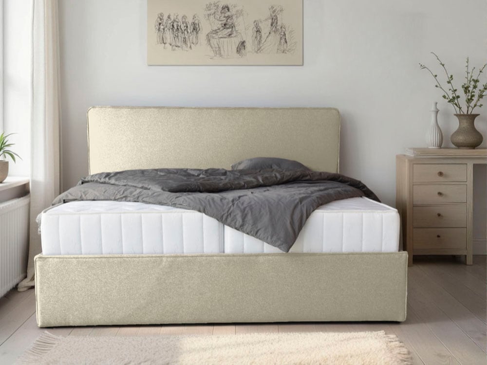 COLLECTION AB, Polsterbett »Romo erhältlich in der Breite 180x200cm« 3 Varianten: Rahmen, Lattenrost oder Komplett-Set mit King-Matratze, beige, 