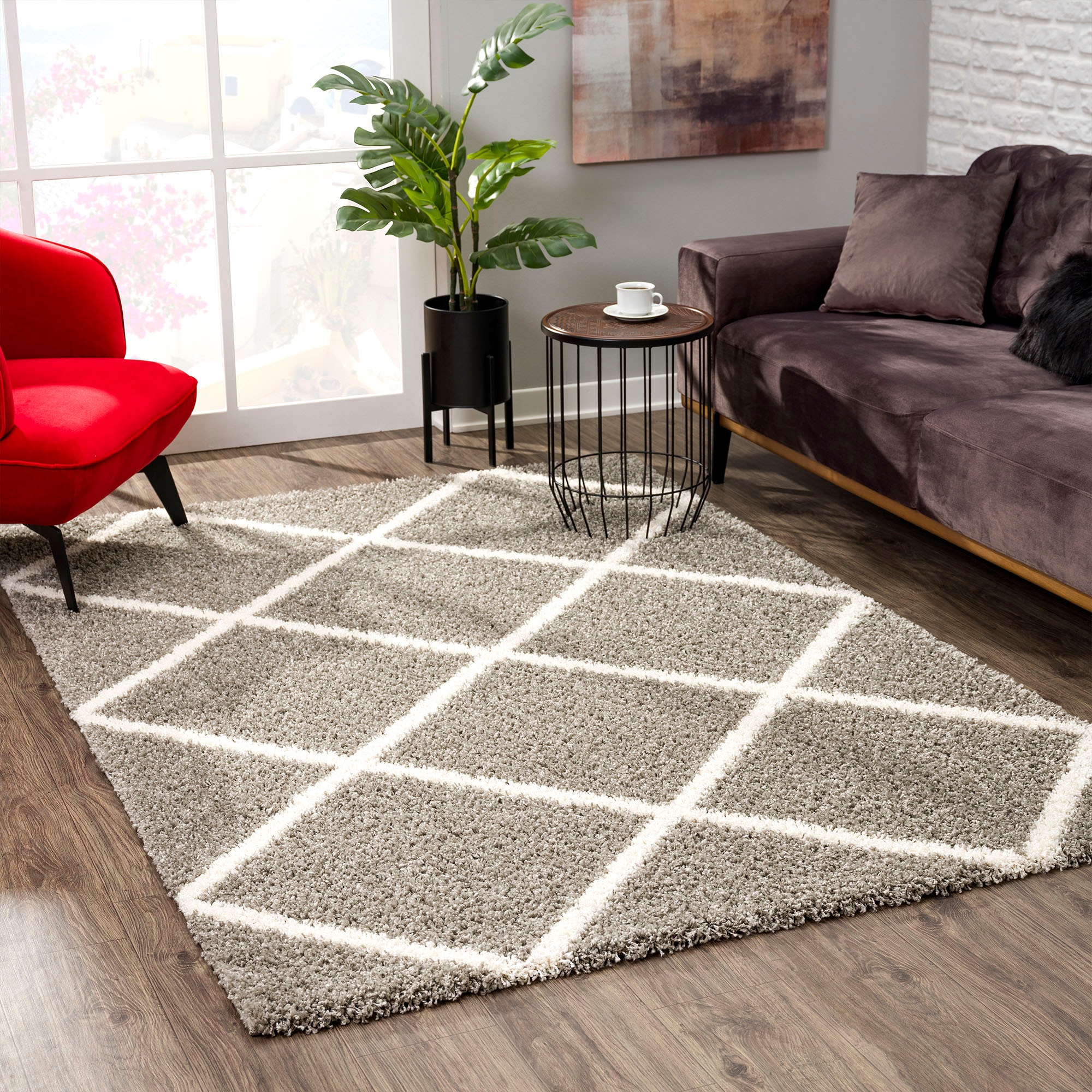 Sanat Hochflor-Teppich »Madrid« rechteckig 30 mm Höhe Wohnzimmer, Langflor, Shaggy Teppich