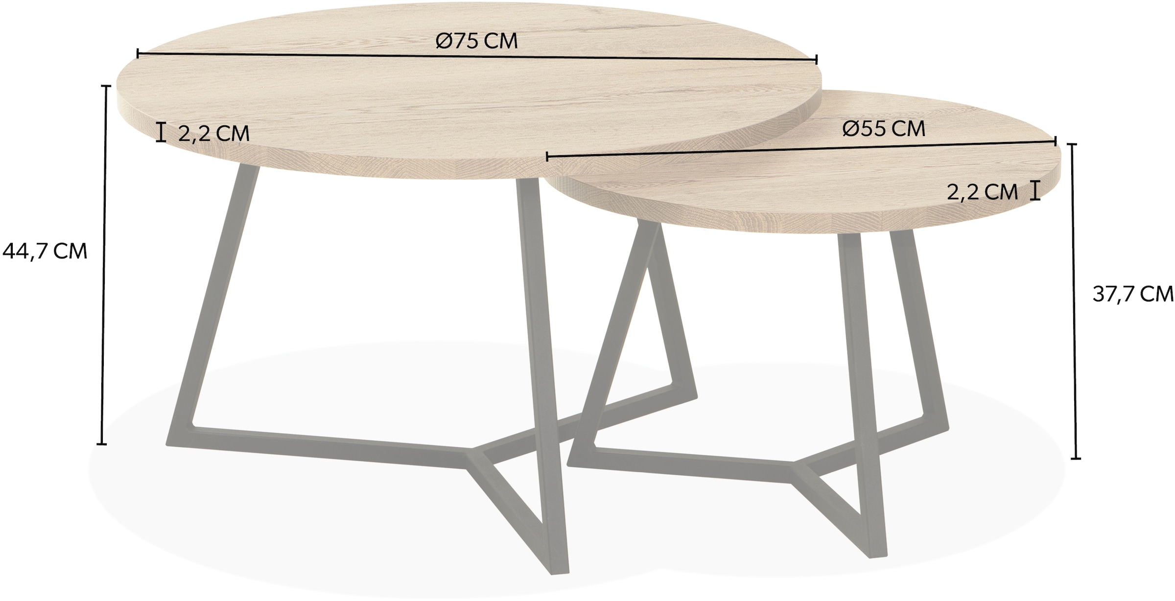 OMG Design Couchtisch »Torino« 1 Stk. tlg. im 2er Set, variabel stellbar