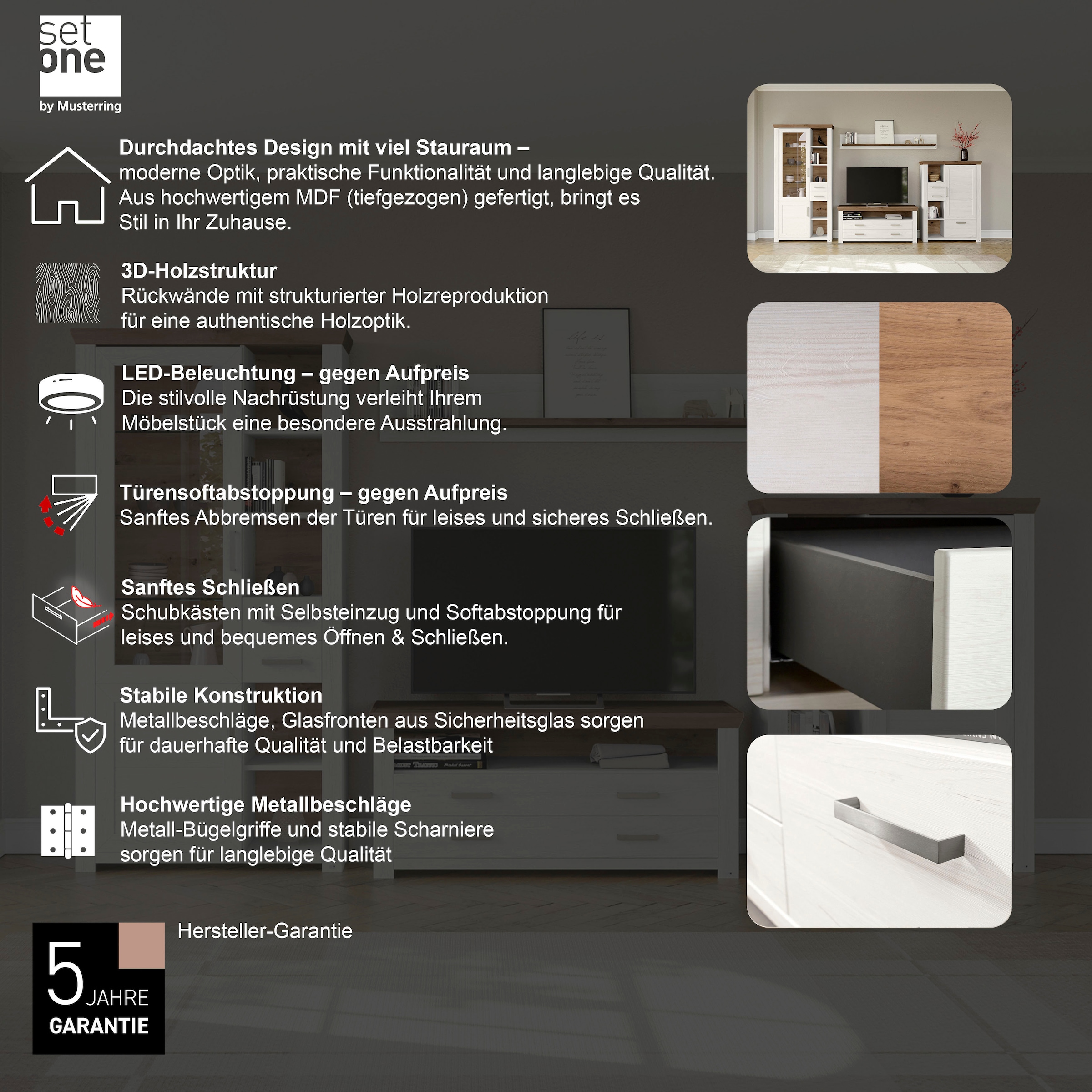 set one by Musterring Wohnwand »York« 4 Stk. tlg.