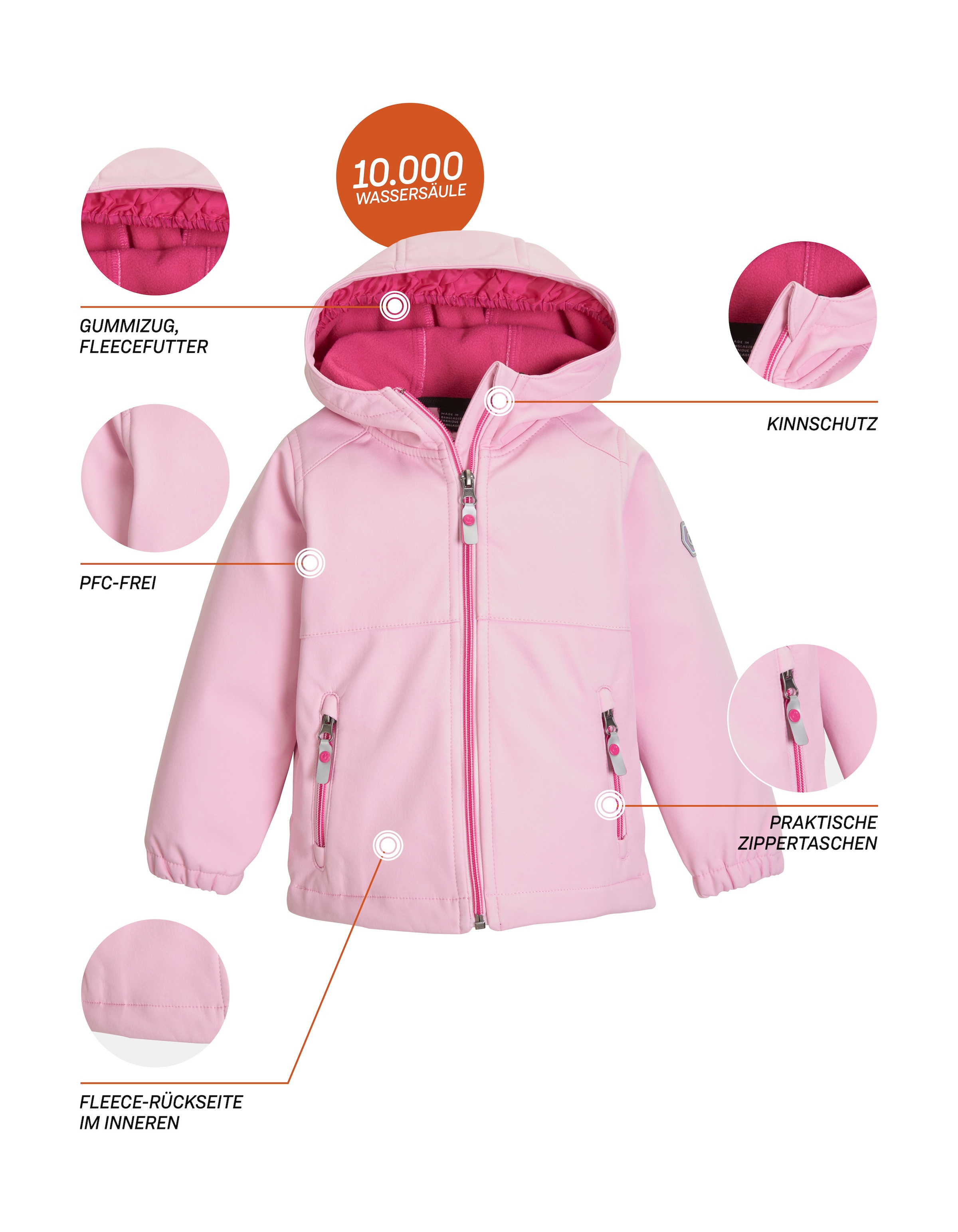 Killtec Softshelljacke »Mini Softshelljacke«, Wasserabweisende Softshelljacke, warm, farblich abgesetzte Akzente