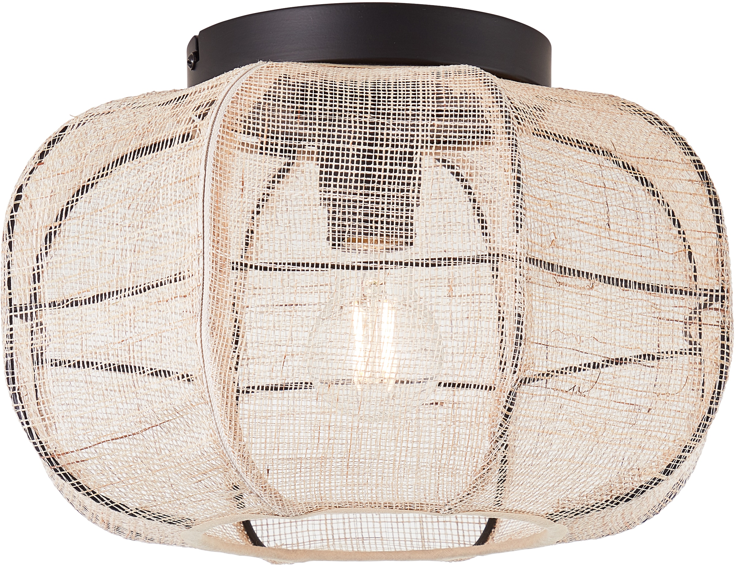 Home affaire Deckenleuchte »Rouez«, 1 flammig-flammig, Deckenlampe mit 33cm Durchmesser, Schirm aus Textil - schwarz/natur