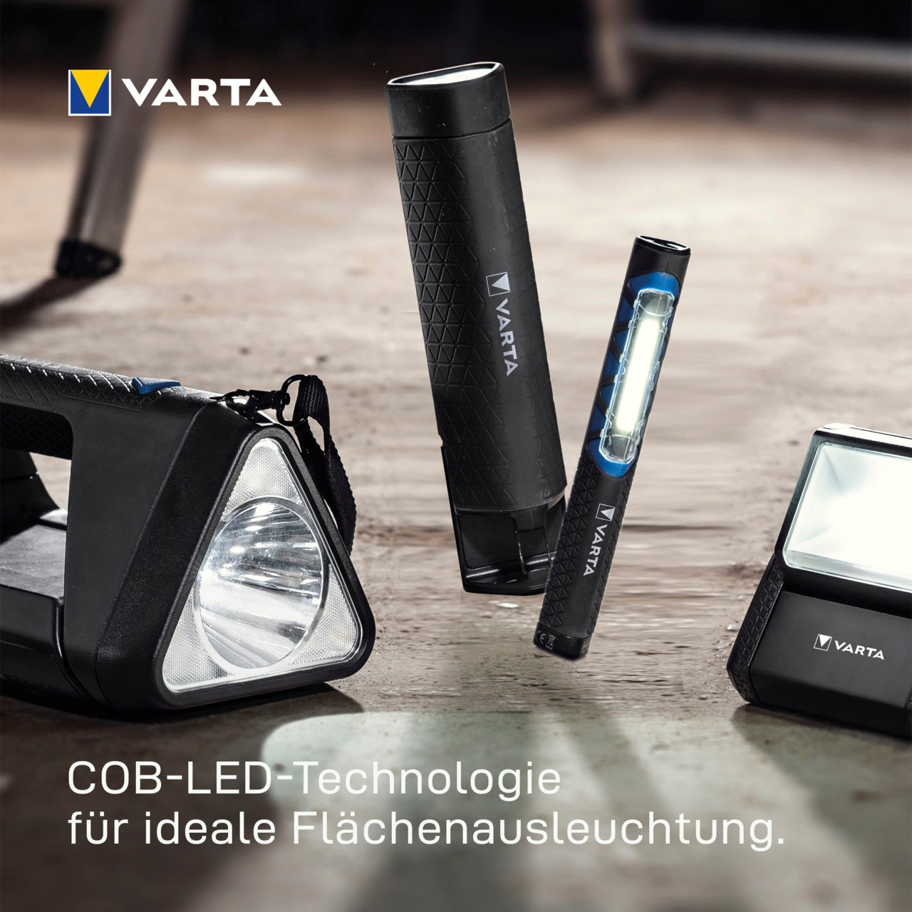 VARTA Taschenlampe »WORK FLEX AREA LIGHT«, (Set, 4 St.), für Werkzeugkästen,Befestigungsmöglichkeiten für freihändiges Arbeiten