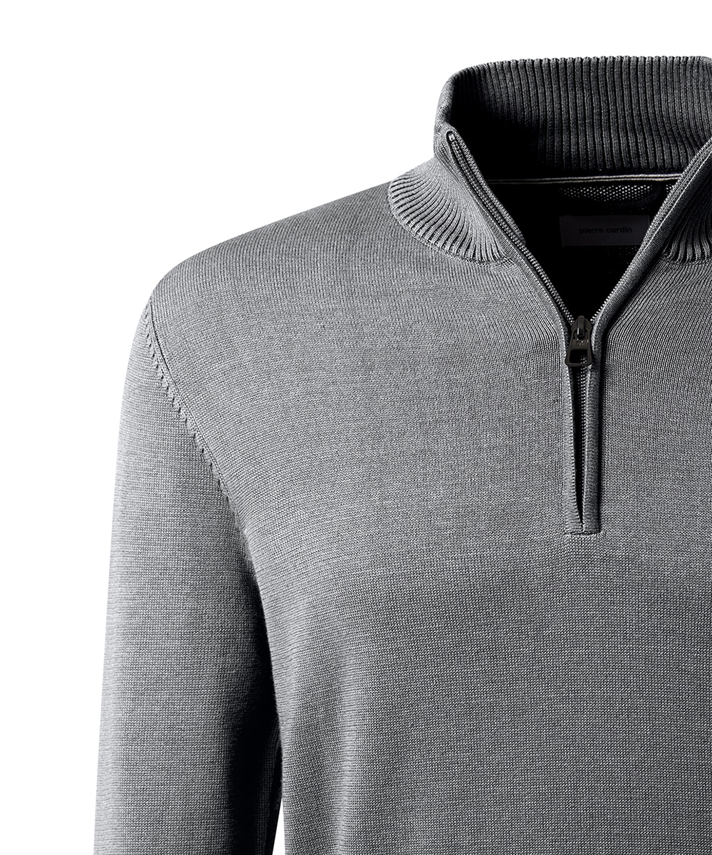 Pierre Cardin Strickpullover mit Troyer Kragen