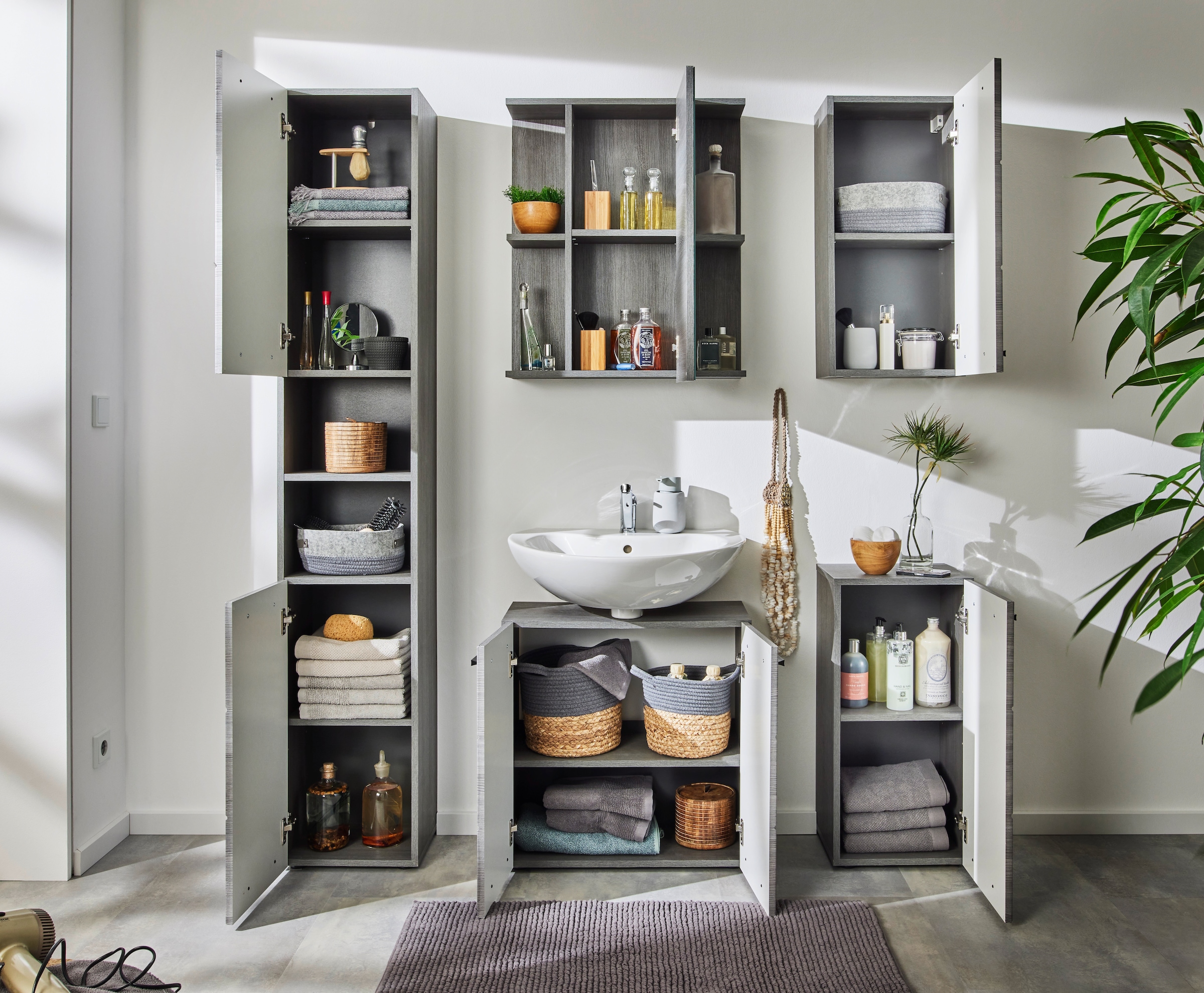 BASIC by Balculina Spiegelschrank »Silver,Badezimmerschrank BxHxT 60x70x20«, (1 St.), Breite 60cm, Tür L/R monierbar, FSC-Mix 70%
