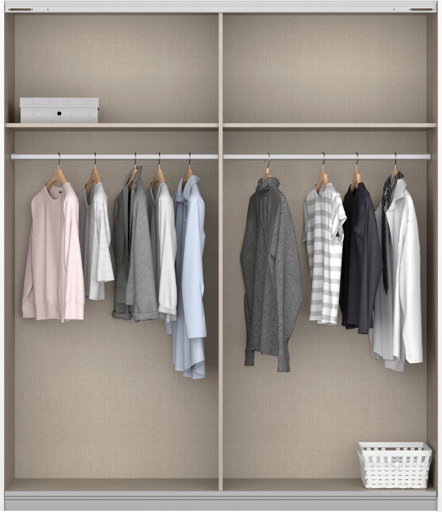 rauch Schwebetürenschrank »Kleiderschrank Schrank Garderobe Wäscheschrank Ankleide MALIBU« in 5 Breiten, Höhe 210 cm,  mit großflächigen Türen, großzügiger Stauraum MADE IN GERMANY