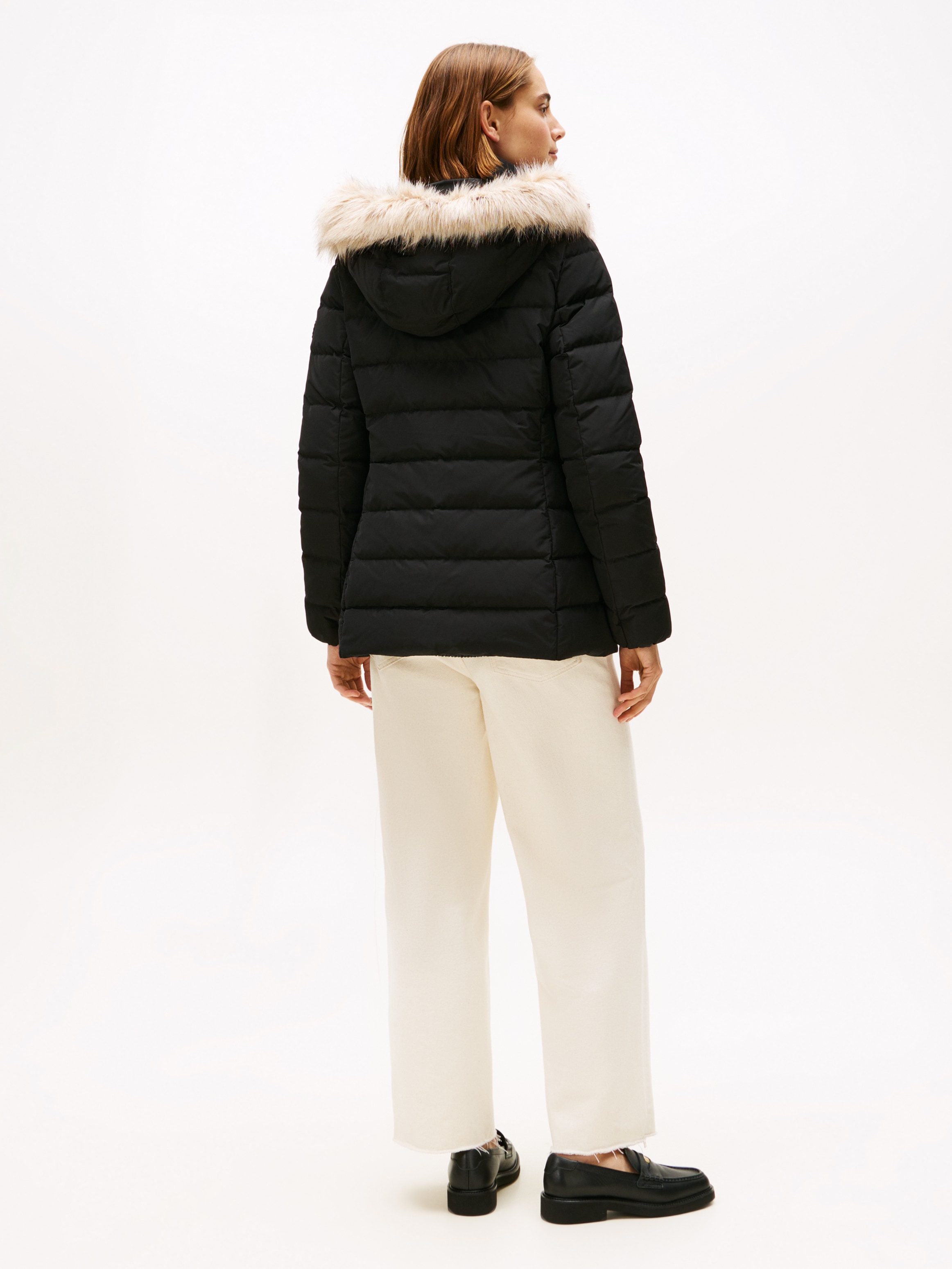 Tommy Hilfiger Steppjacke »MW DOWN SLIM JACKET WITH FUR« mit Kapuze mit Fellimitat
