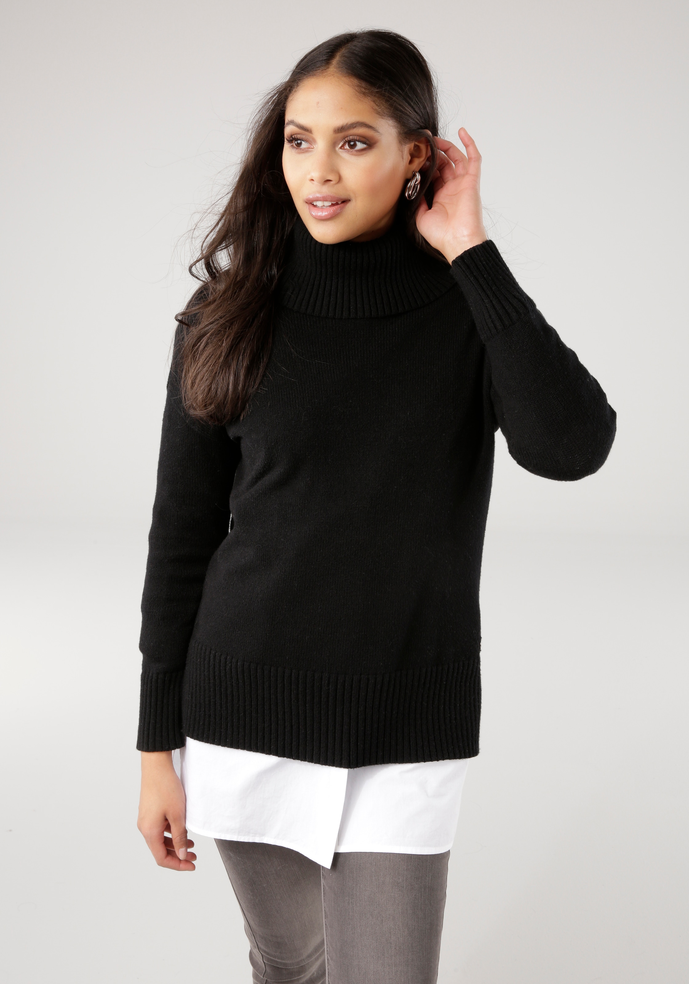 Tamaris Rollkragenpullover, mit Rippdetails