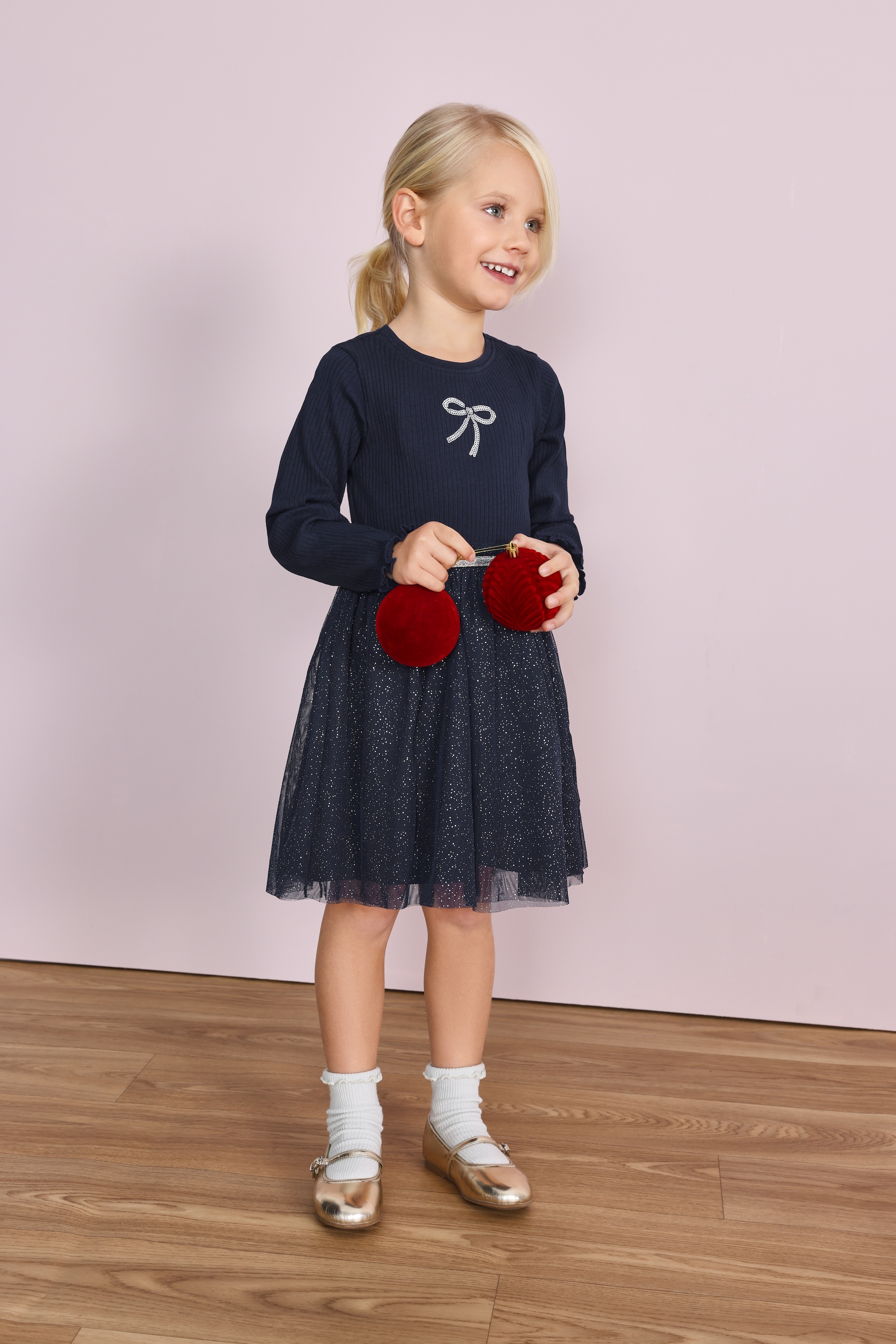 Blue Seven Jerseykleid mit aufgesetztem Tüllrock mit Paillettendetails