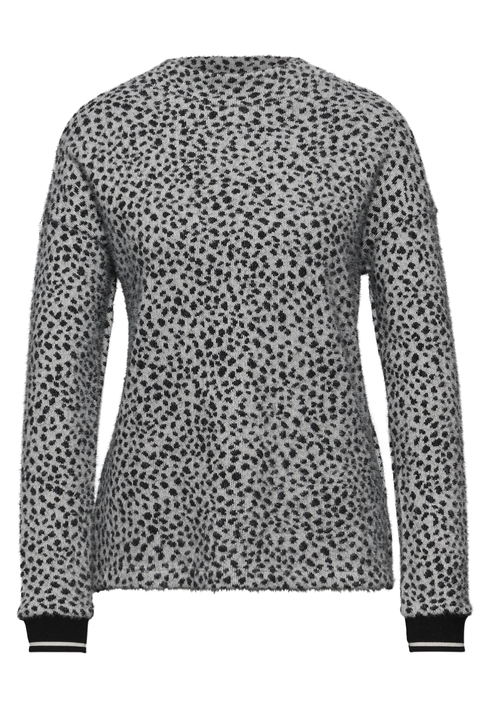 STREET ONE Rundhalspullover Langarm mit Tapebündchen im Leo-Look